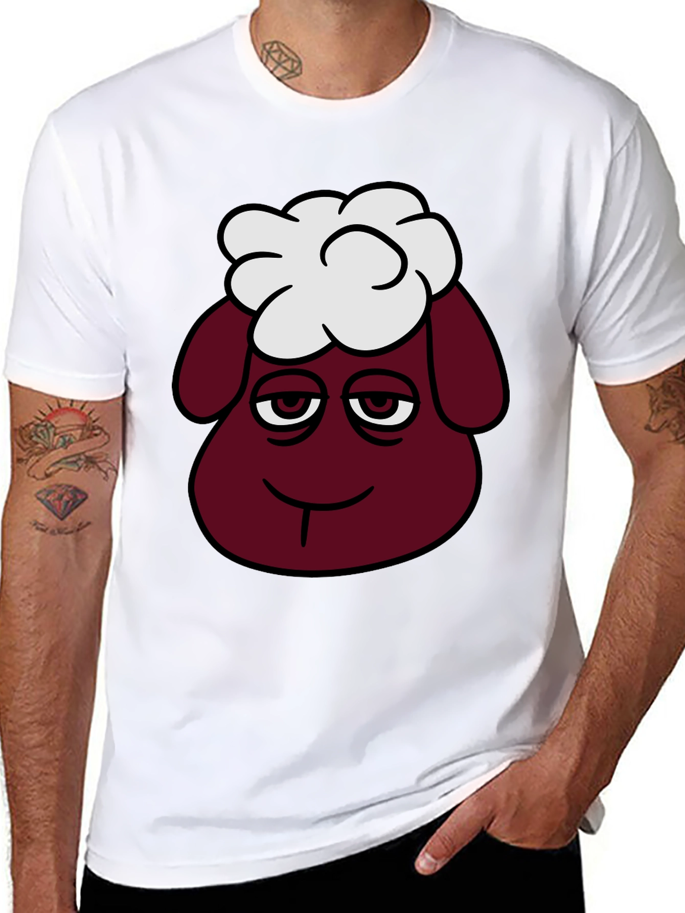 Funny Sheep Head Graphic T-Shirt