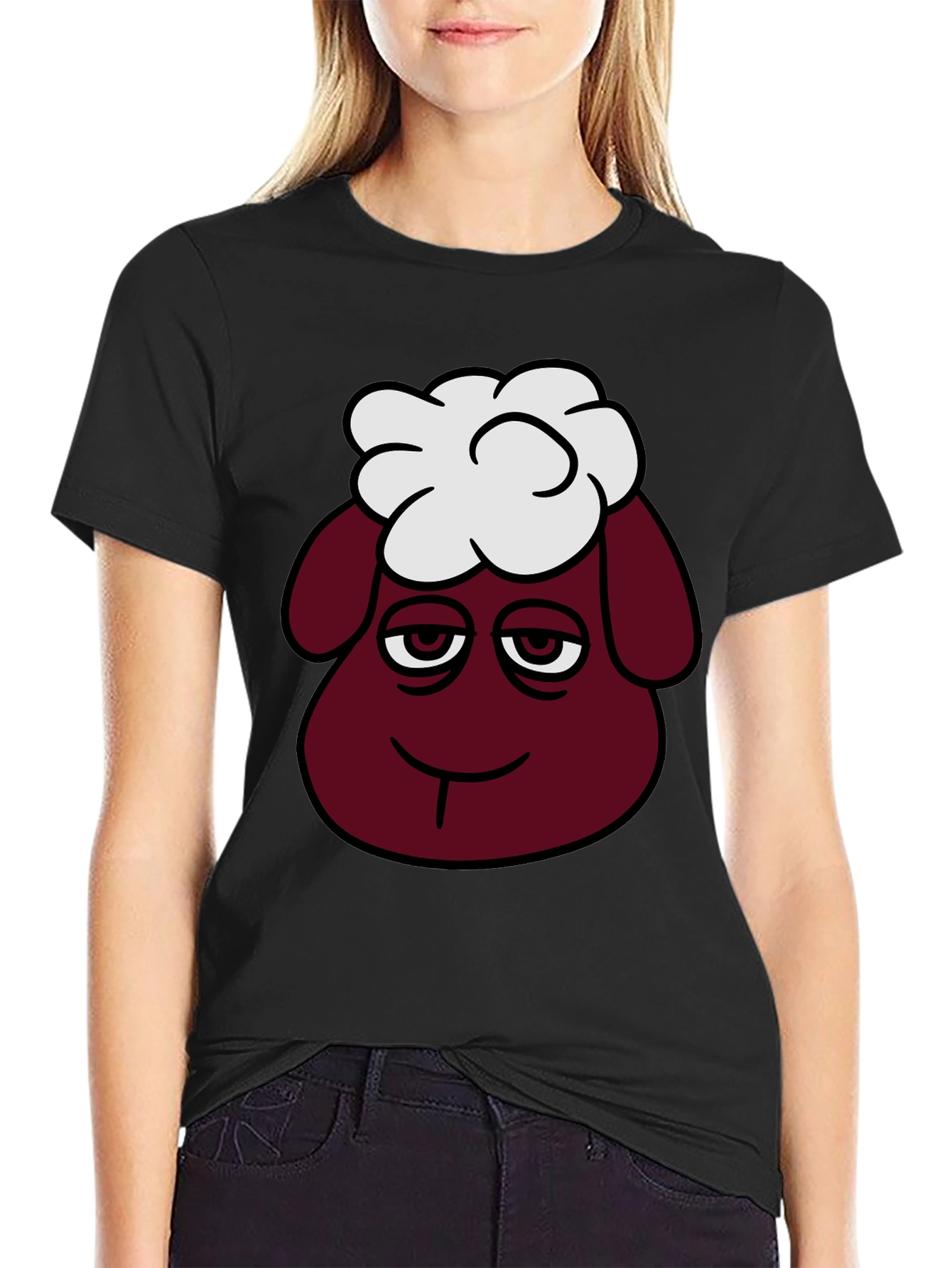 Funny Sheep Head Graphic T-Shirt