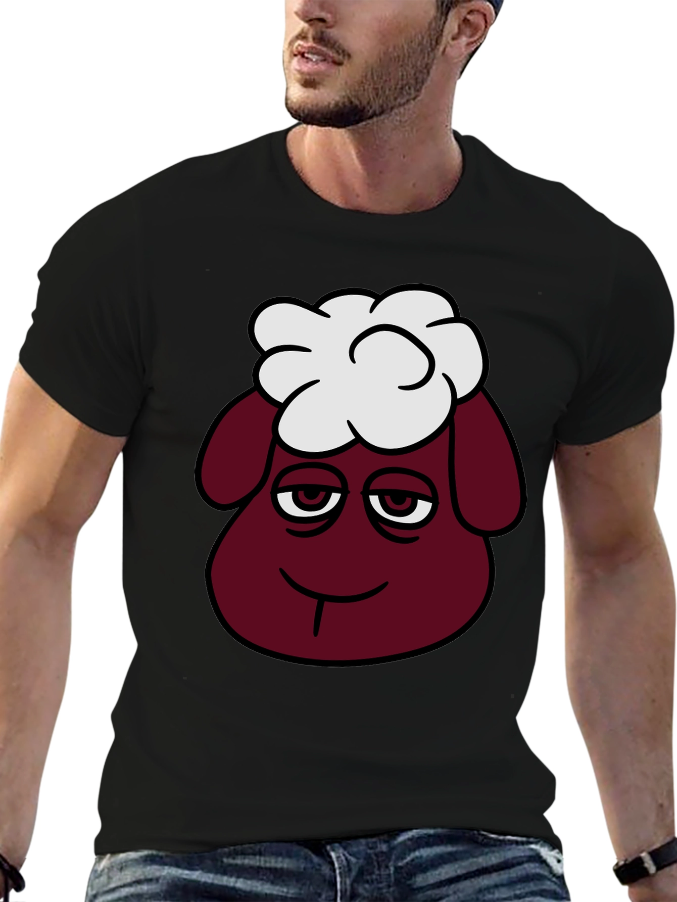 Funny Sheep Head Graphic T-Shirt