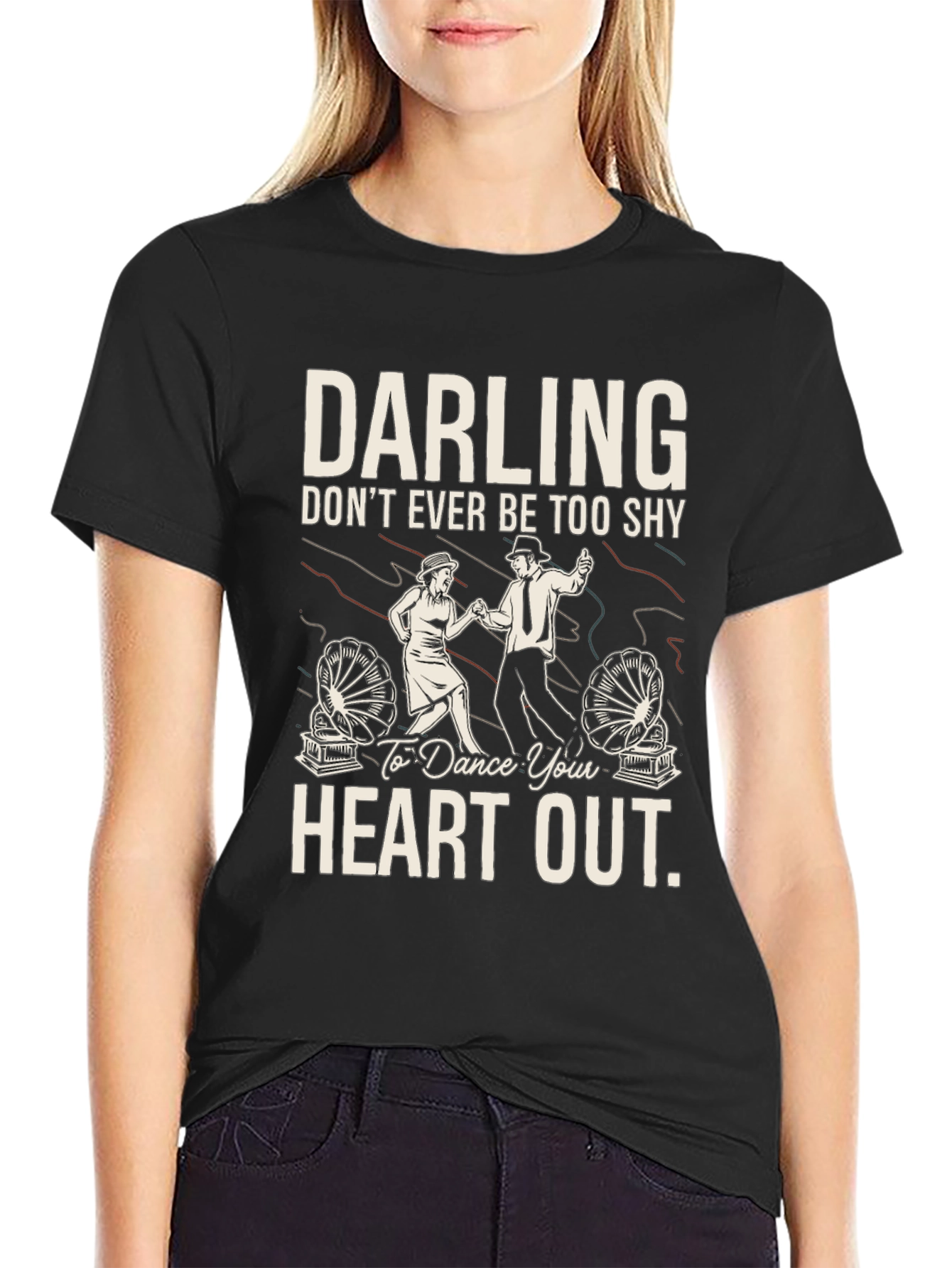 Darling Dance Your Heart Out Black Graphic Tee