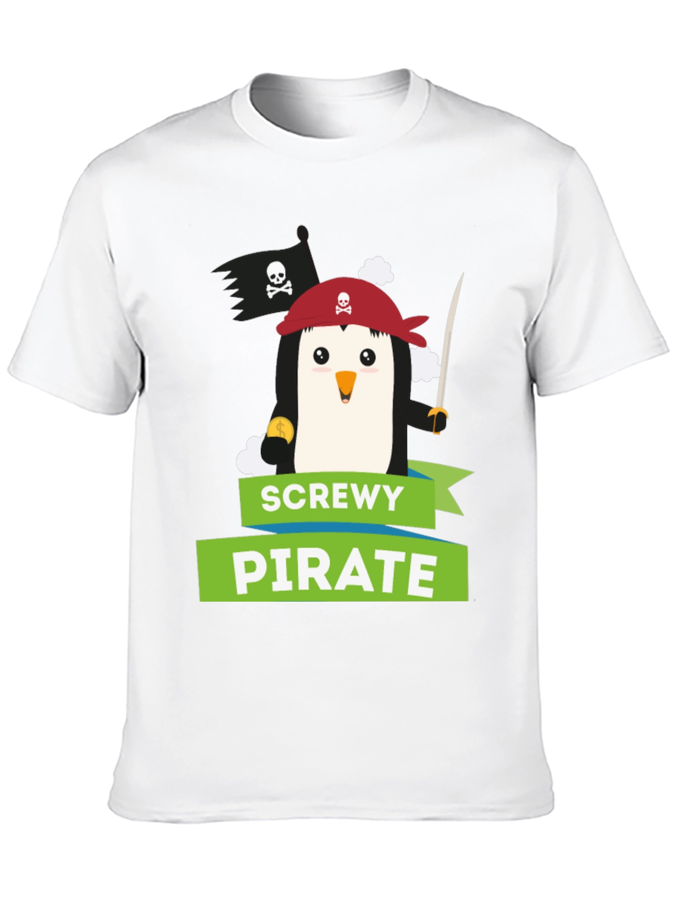 Screw Pirate Penguin T-Shirt - Funny Cartoon Tee