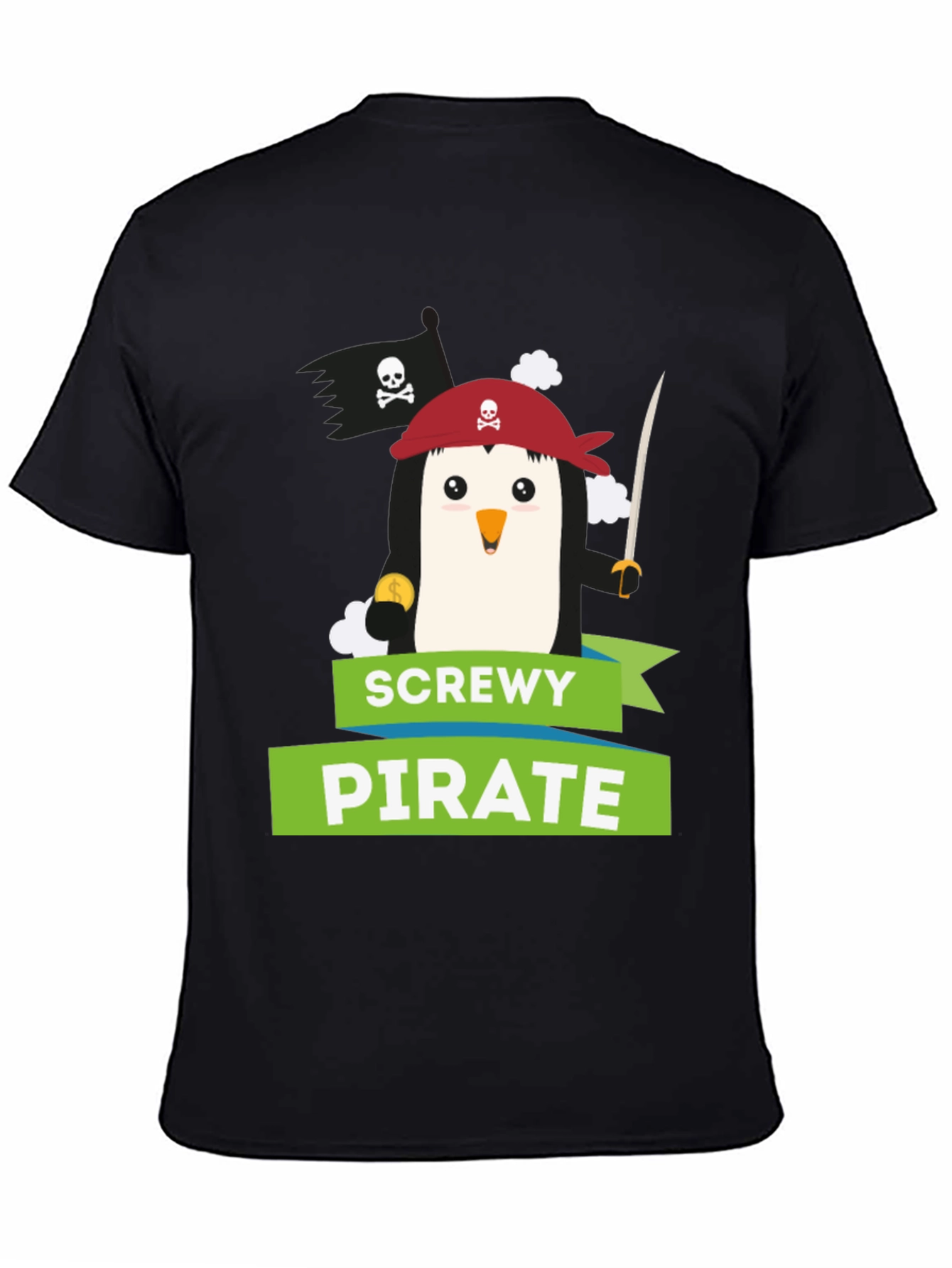 Screw Pirate Penguin T-Shirt - Funny Cartoon Tee