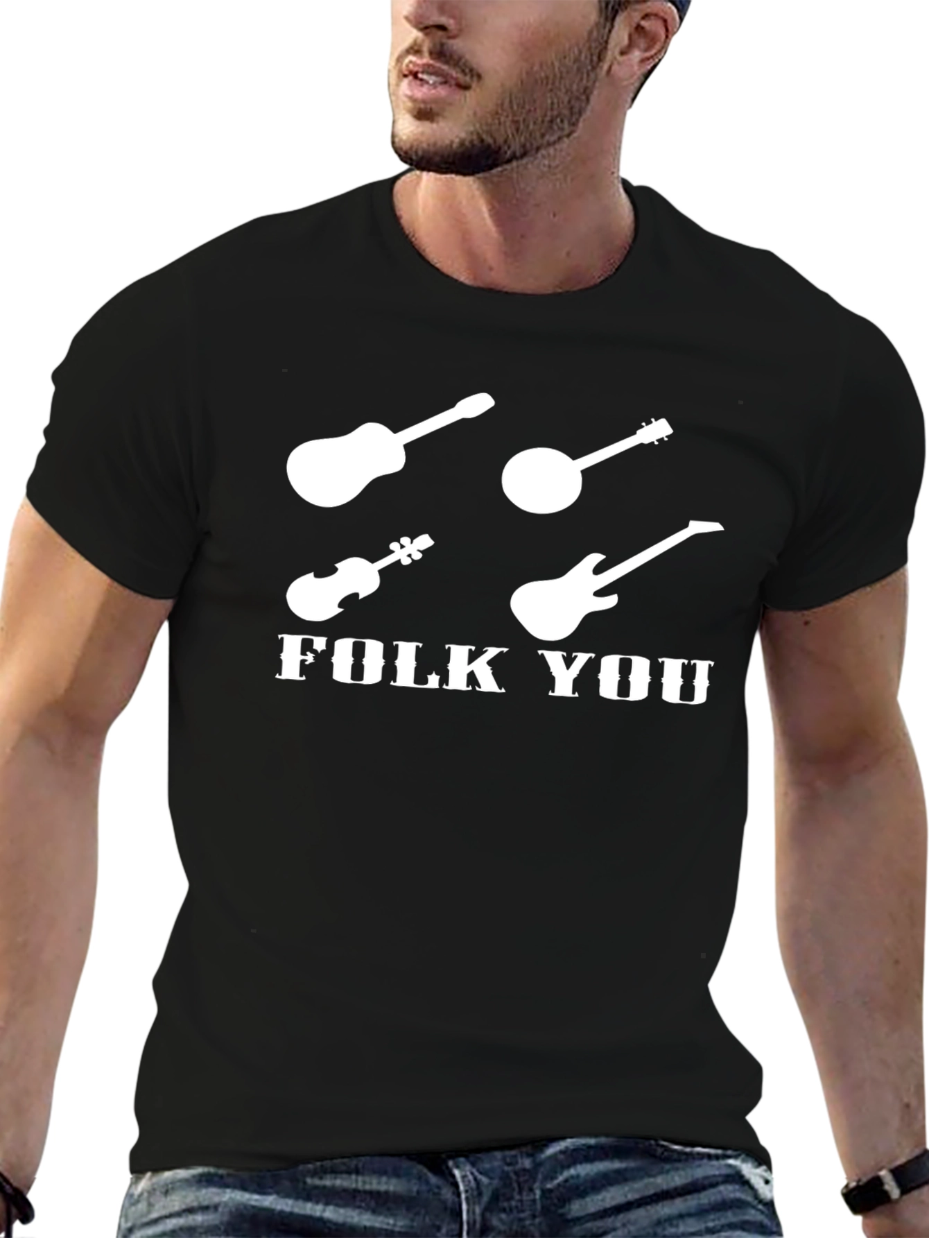 Folk You Music T-Shirt Band Tee Novelty Guitar Shirt
