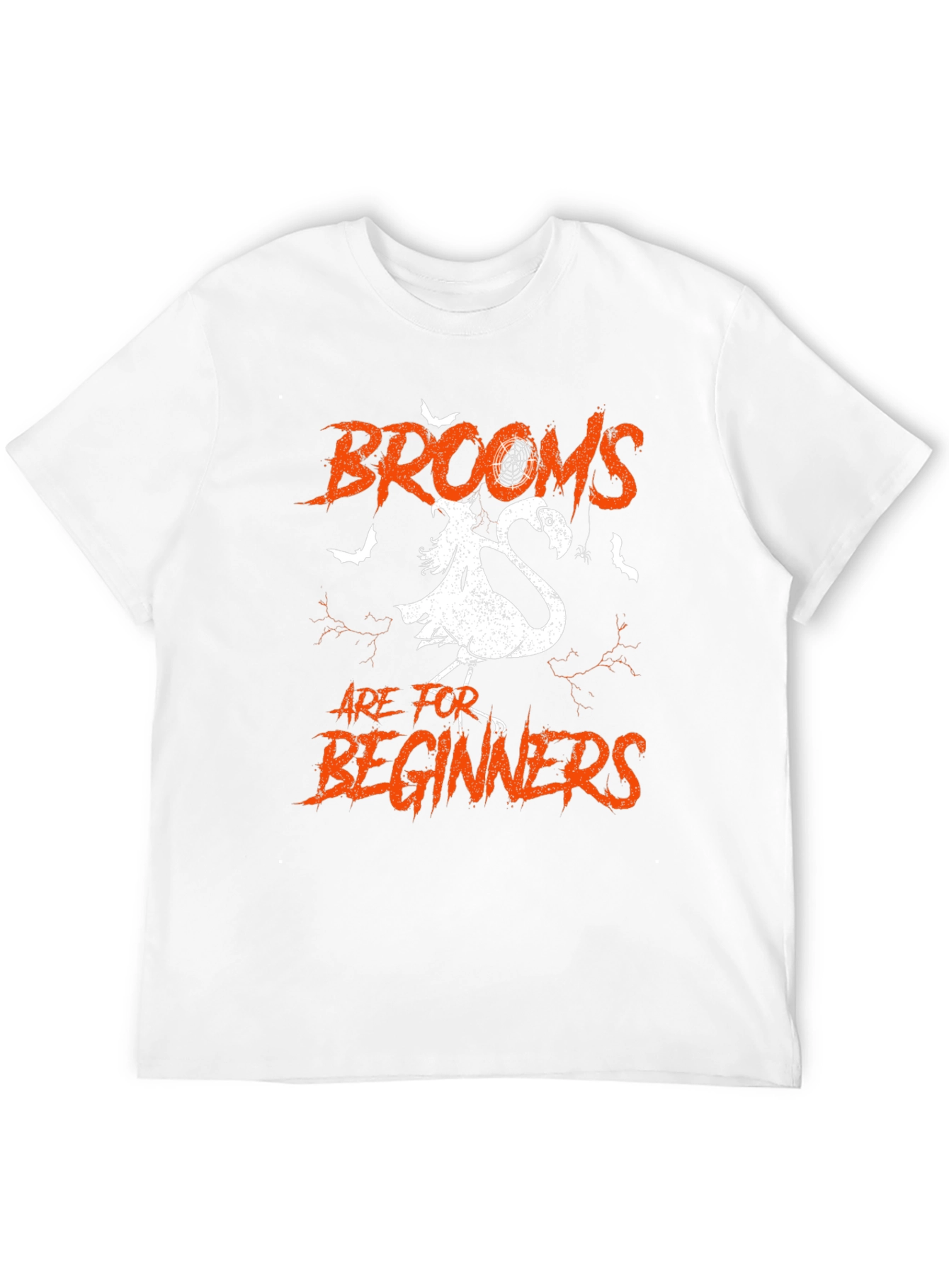 Brooms are for Beginners Halloween Flamingo T-Shirt