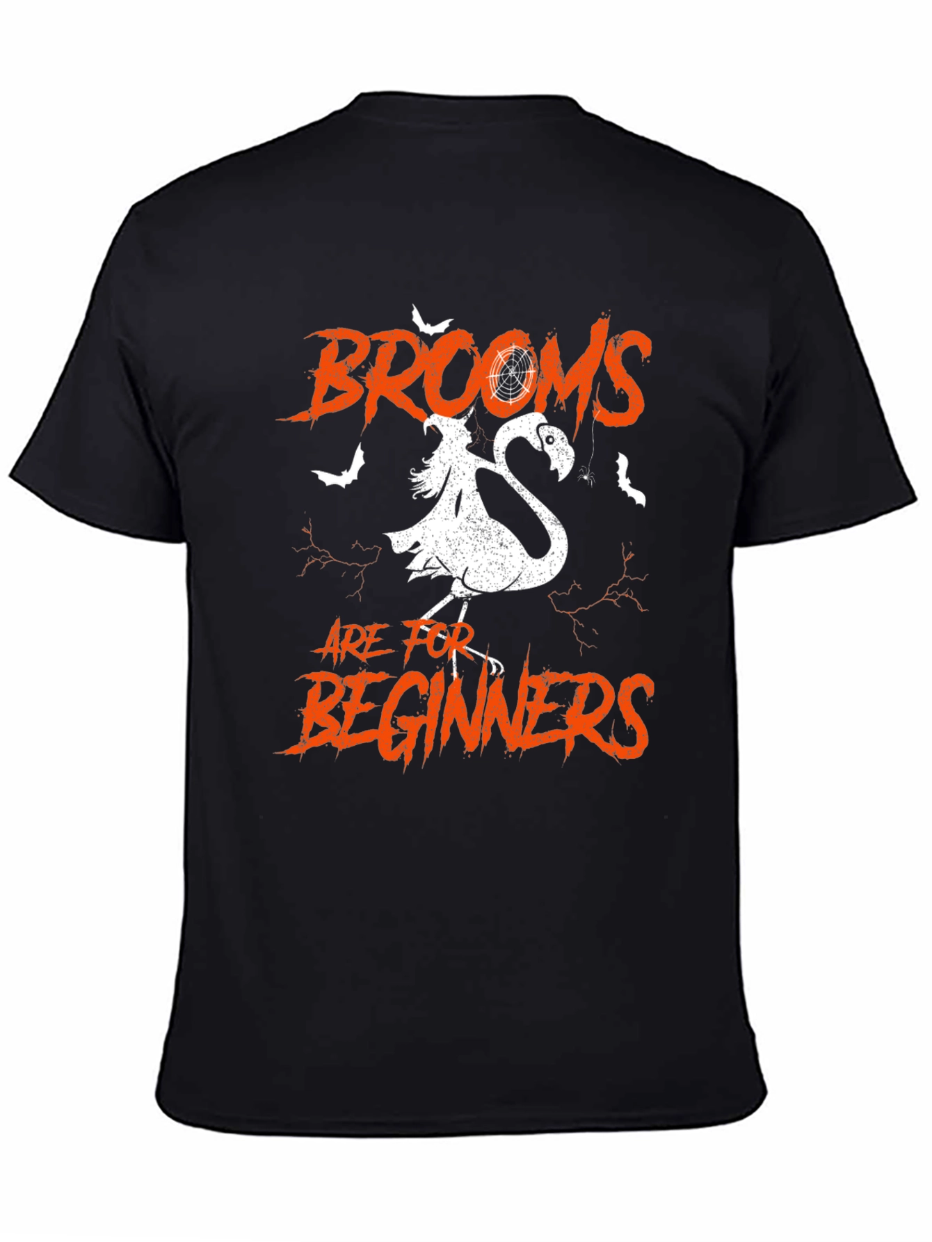 Brooms are for Beginners Halloween Flamingo T-Shirt