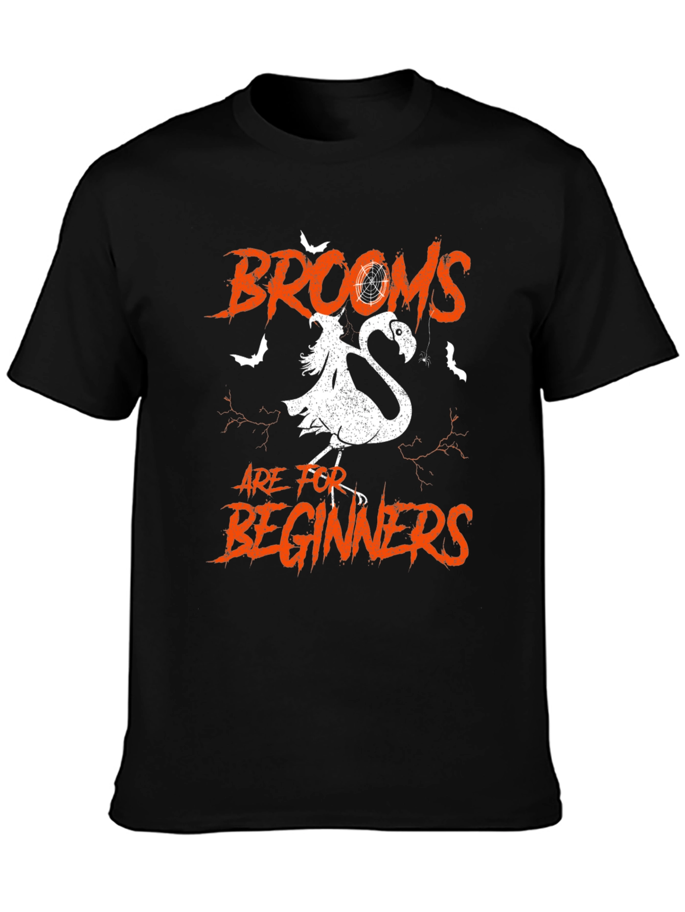 Brooms are for Beginners Halloween Flamingo T-Shirt