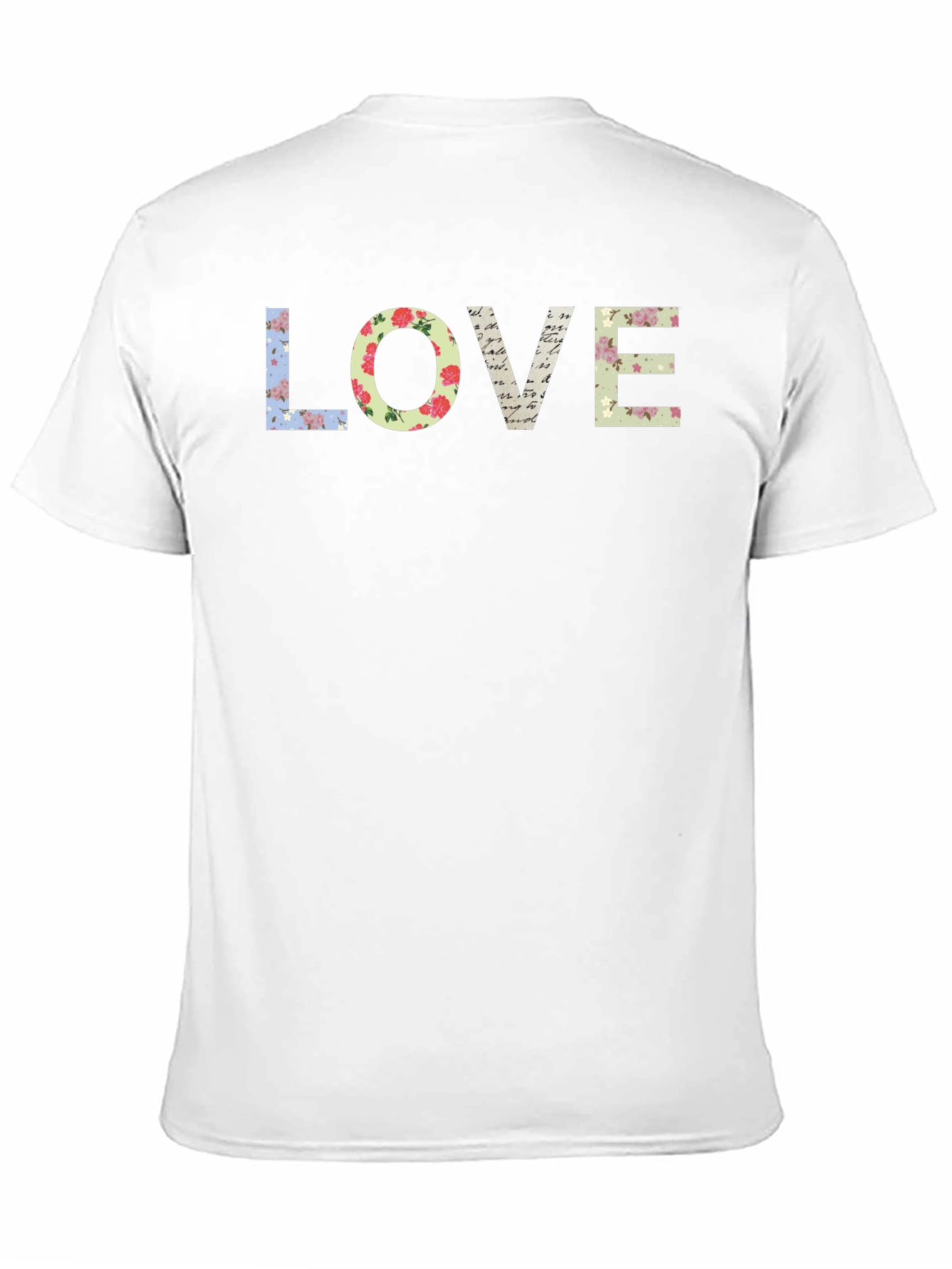 Floral LOVE Graphic Tee - Black Cotton T-Shirt