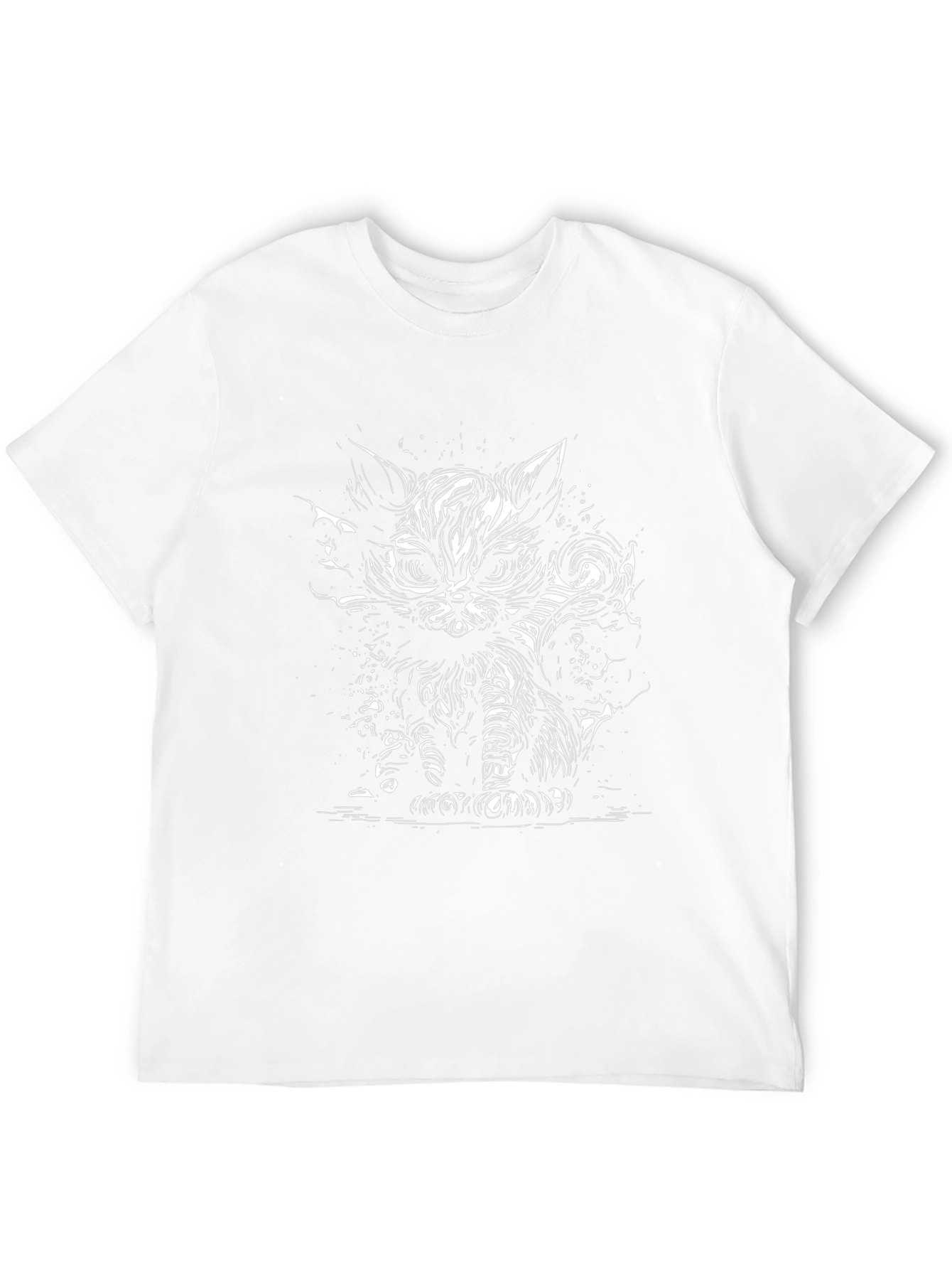 Mens Black T-Shirt with Cat Graphic