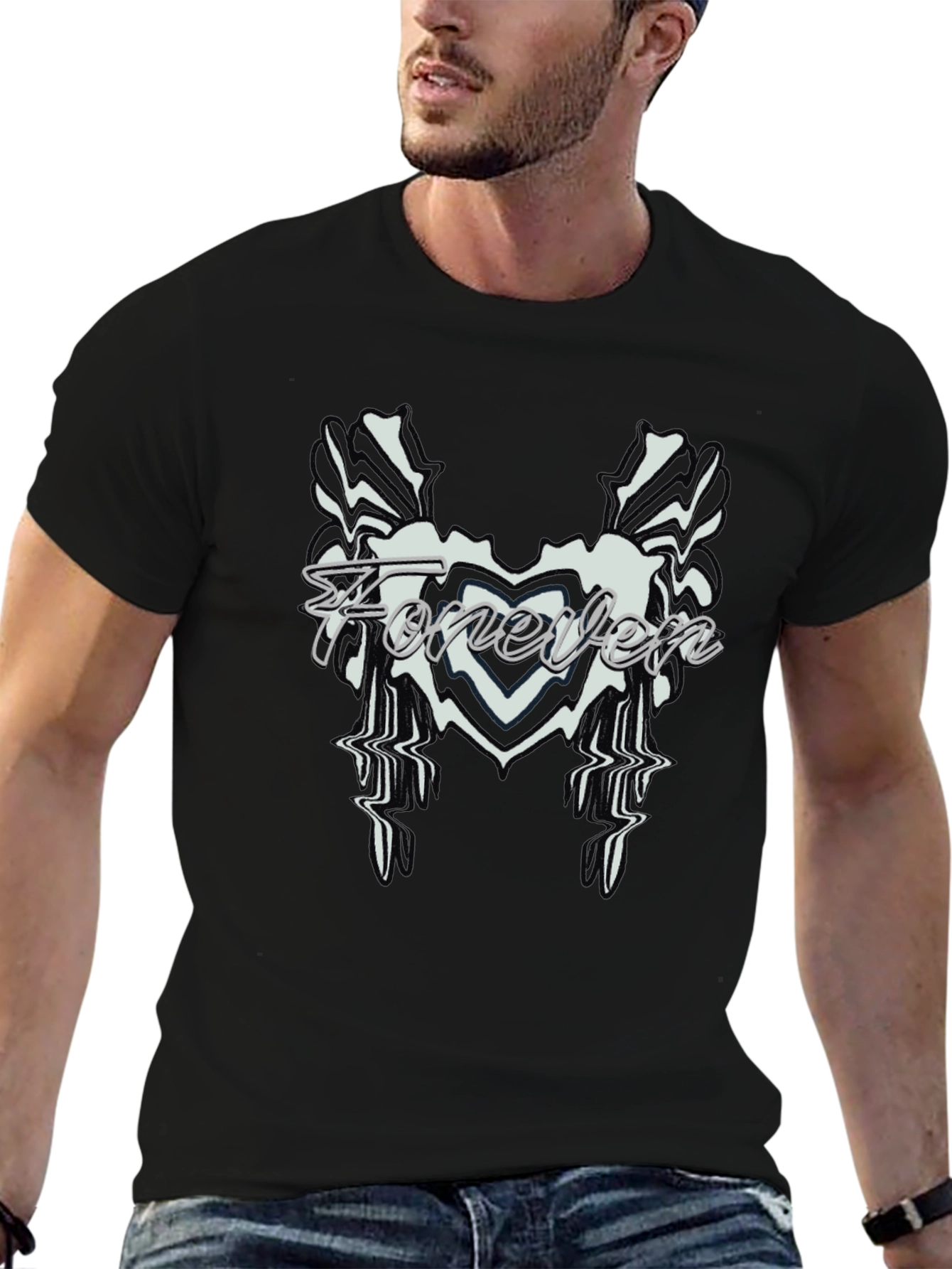 Forever Black Graphic Tee - Stylish Mens Shirt
