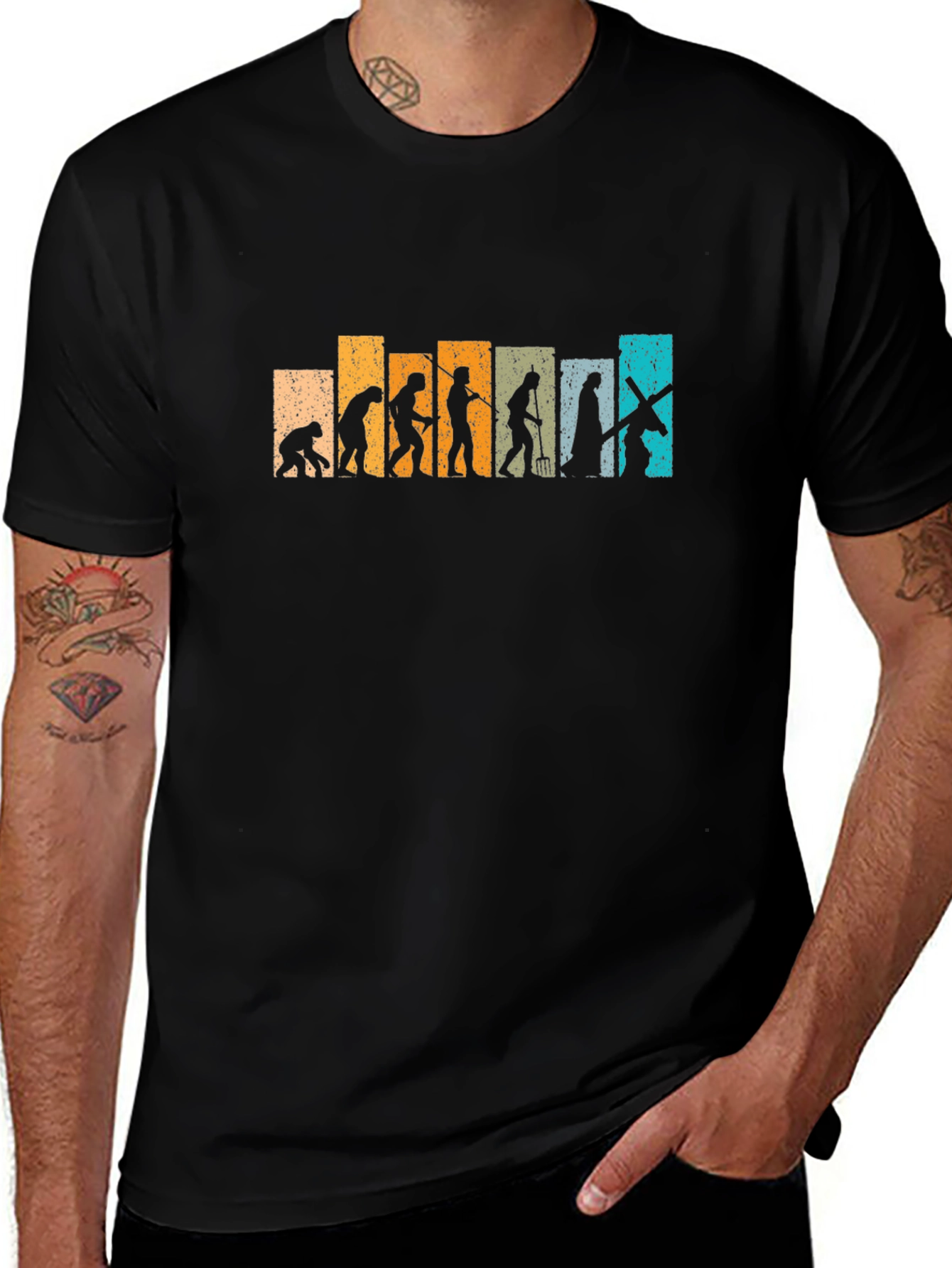 Evolution of Man Black T-Shirt
