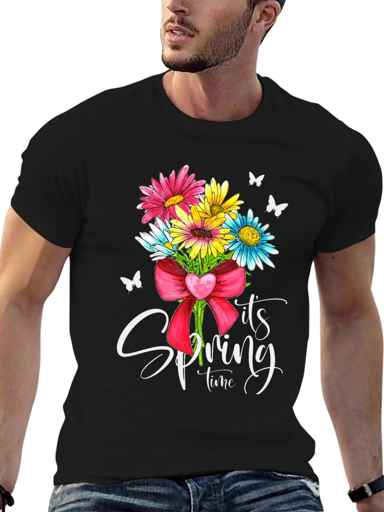 Floral Spring Time Graphic Tee - Black