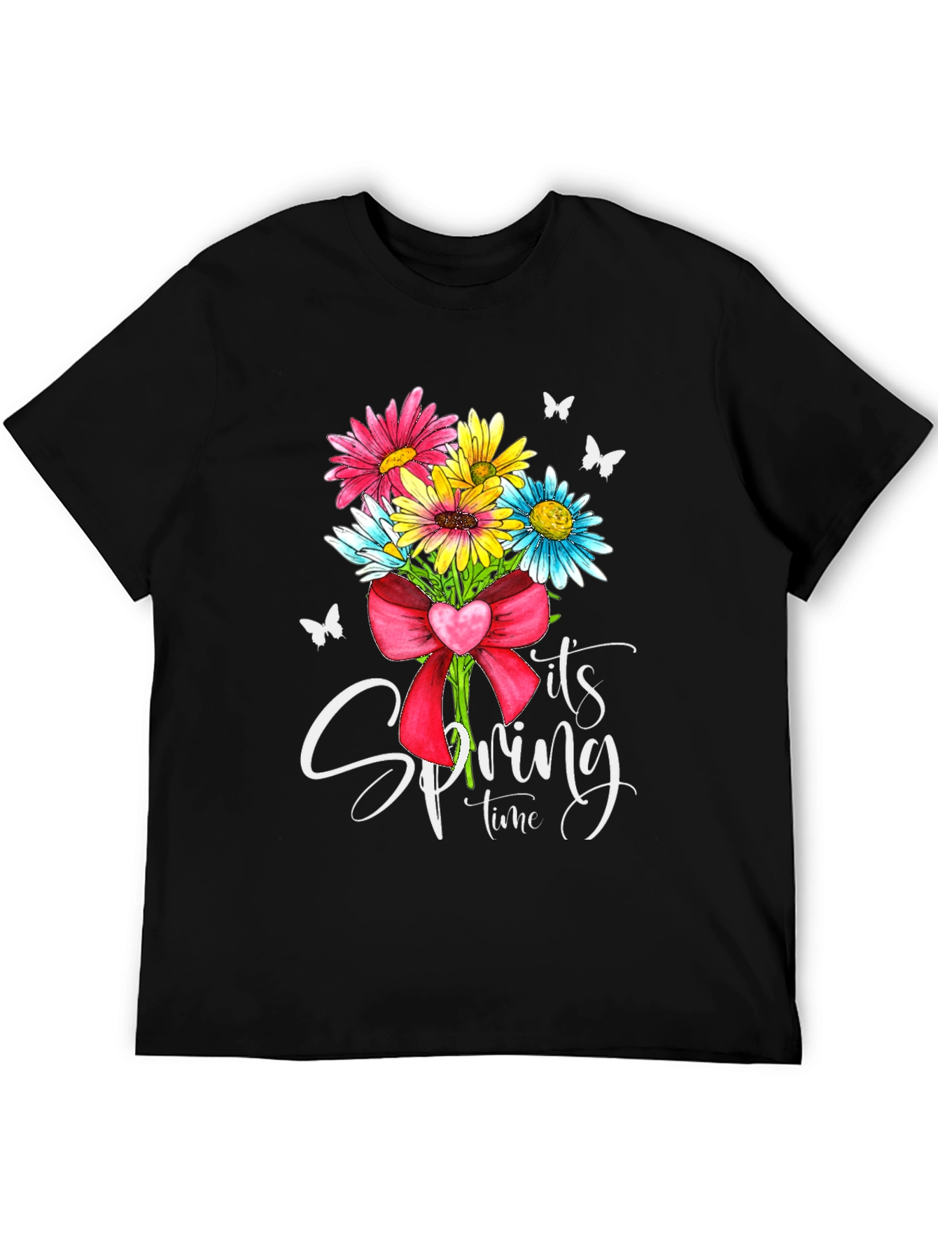 Floral Spring Time Graphic Tee - Black