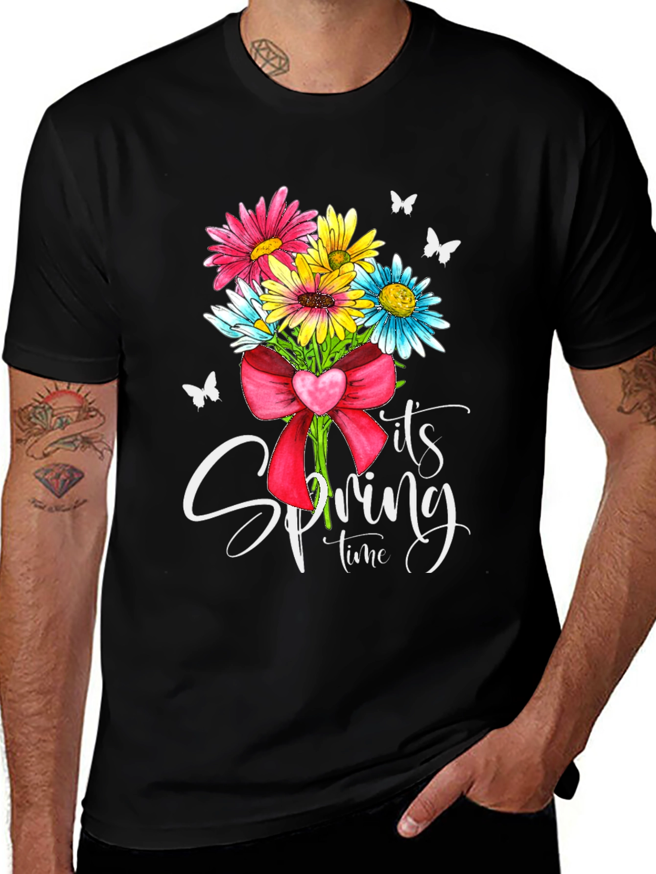 Floral Spring Time Graphic Tee - Black