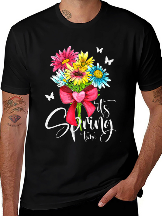 Floral Spring Time Graphic Tee - Black