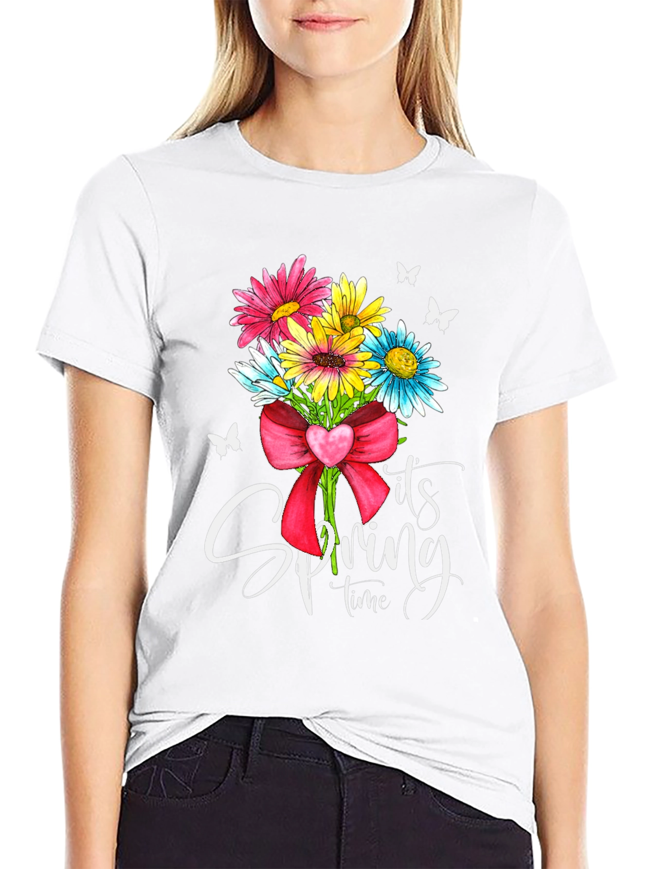Floral Spring Time Graphic Tee - Black