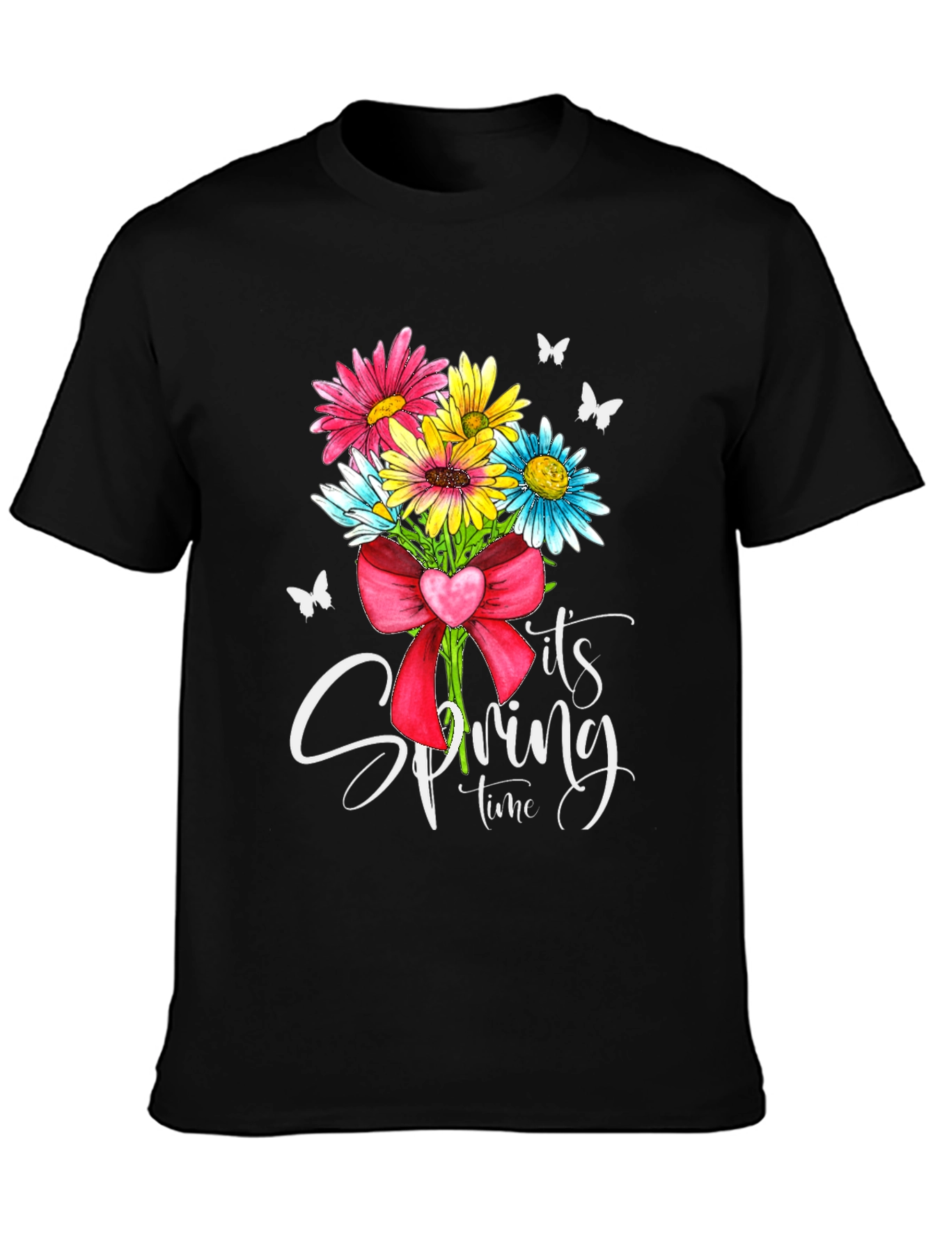Floral Spring Time Graphic Tee - Black