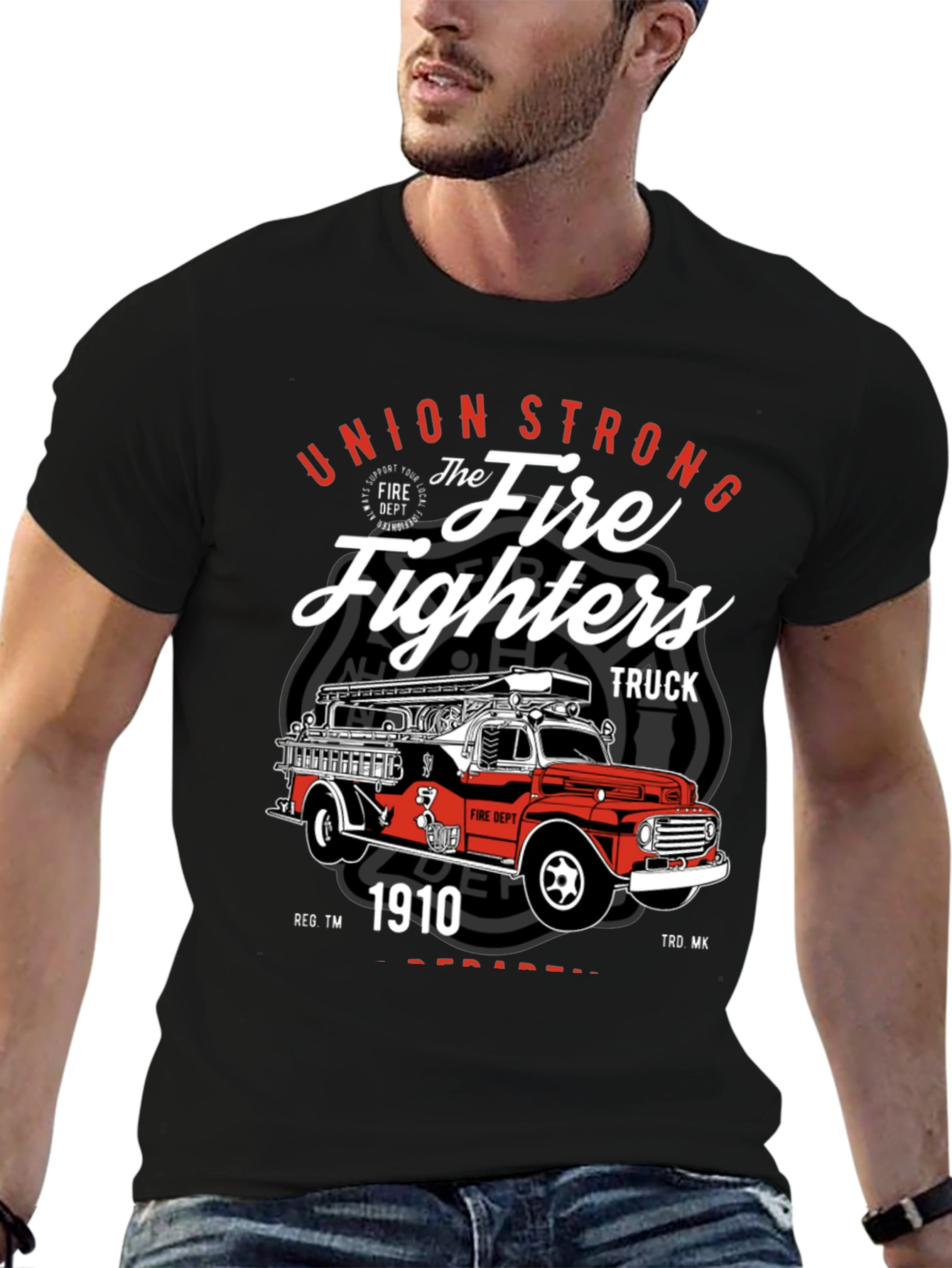 Union Strong Firefighters Truck T-Shirt