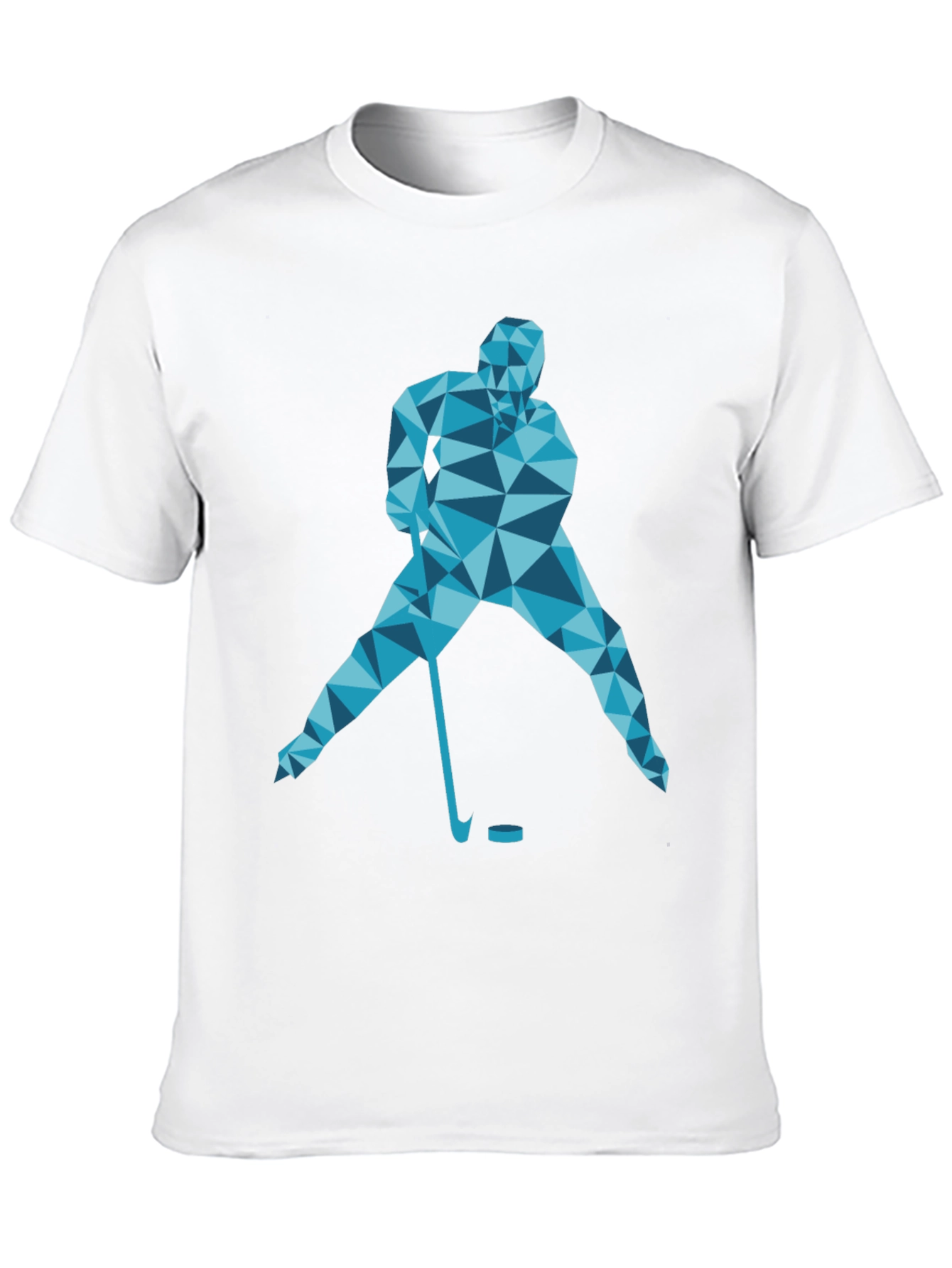 Geometric Hockey Player Graphic T-Shirt - Black