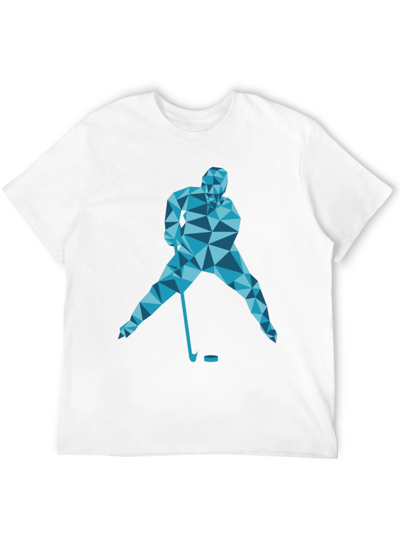 Geometric Hockey Player Graphic T-Shirt - Black