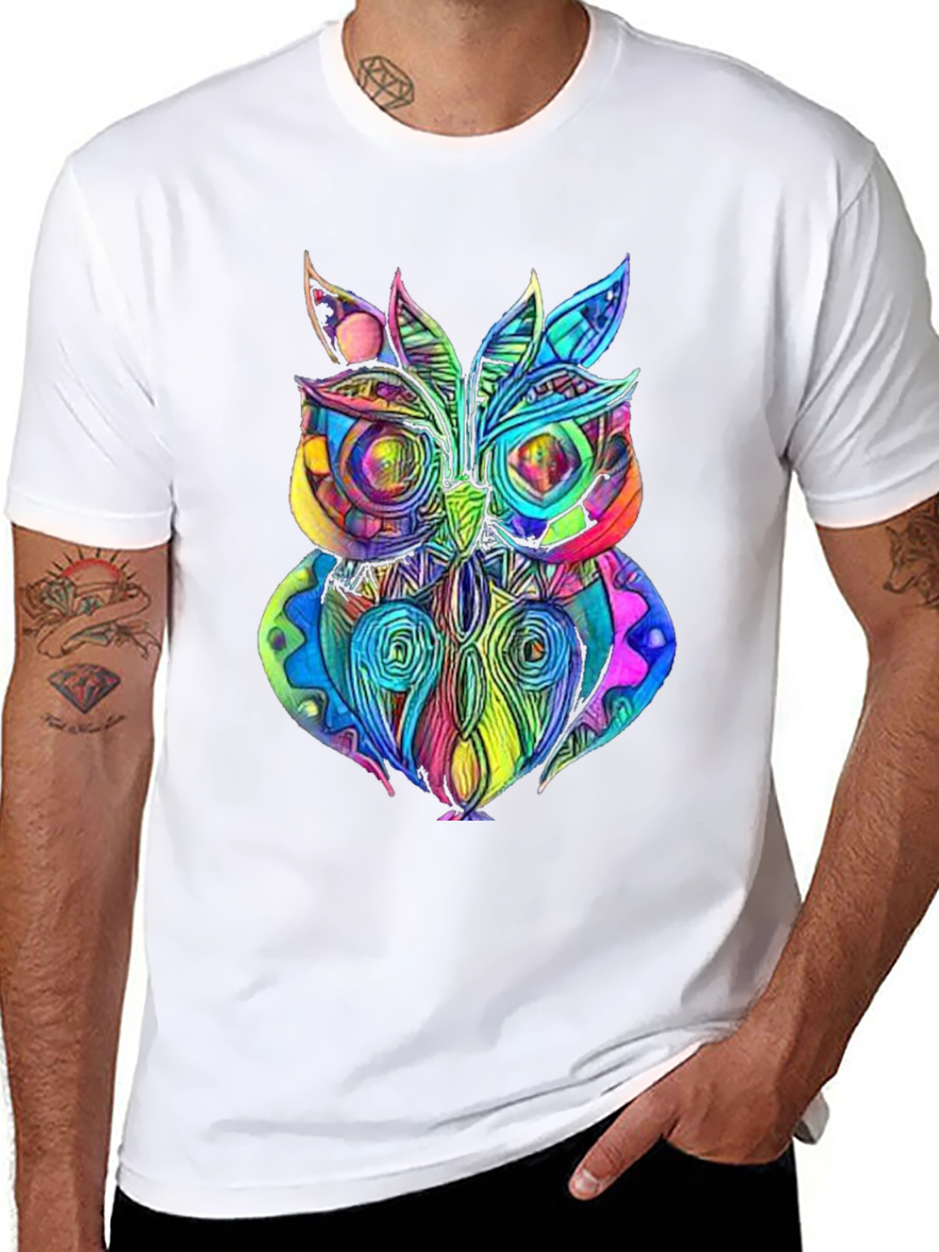 Psychedelic Owl Graphic T-Shirt - Unique Design