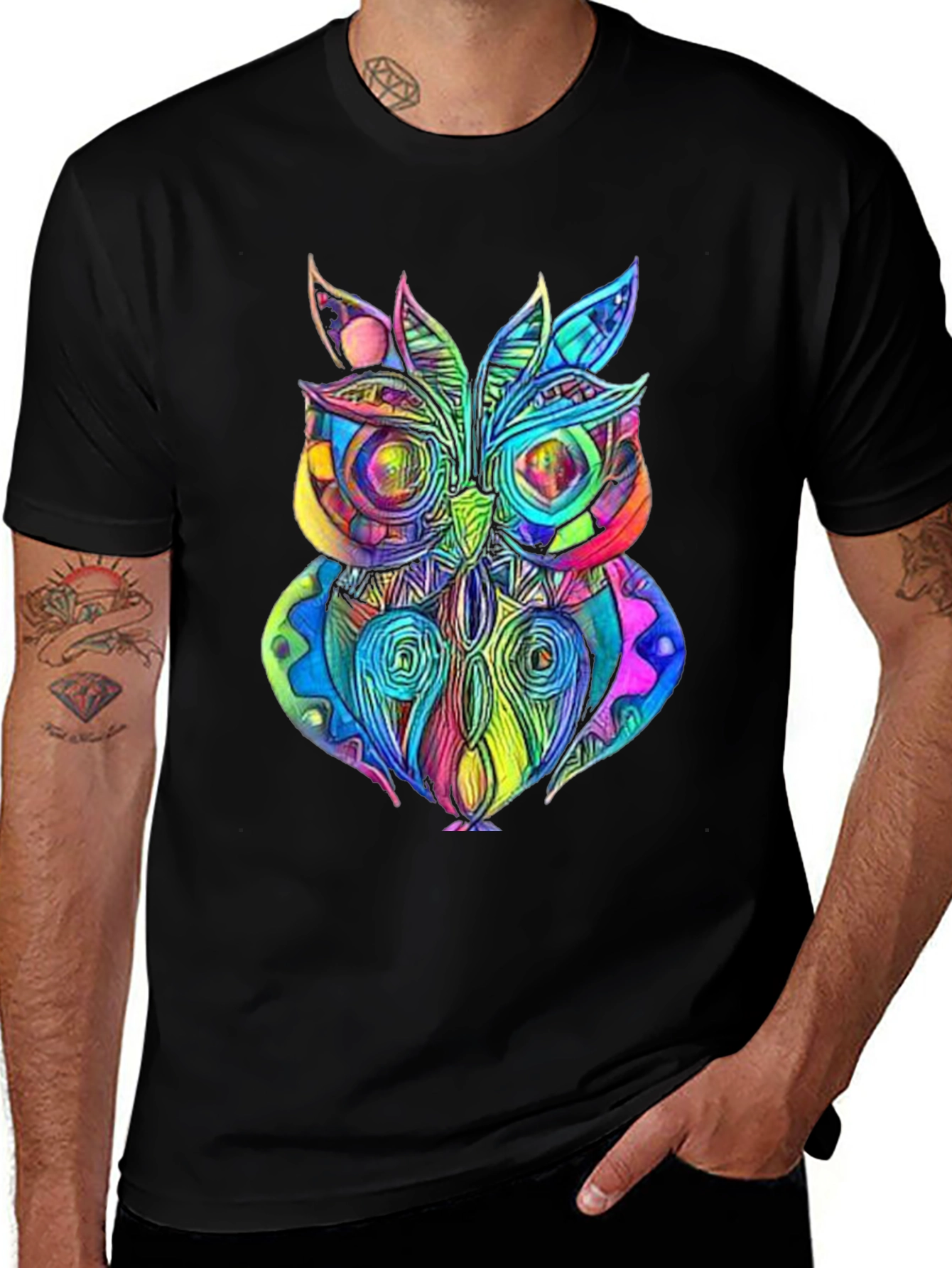 Psychedelic Owl Graphic T-Shirt - Unique Design