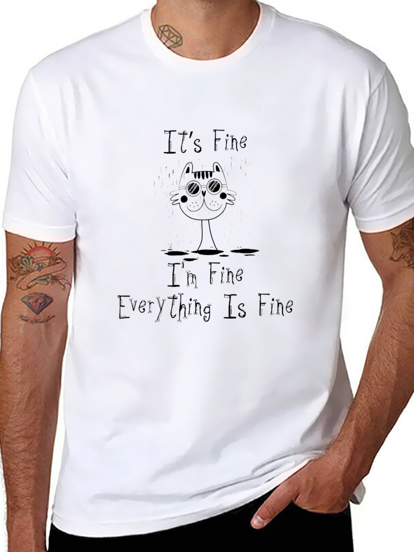 Its Fine Cat T-Shirt - Everything Is Fine Tee