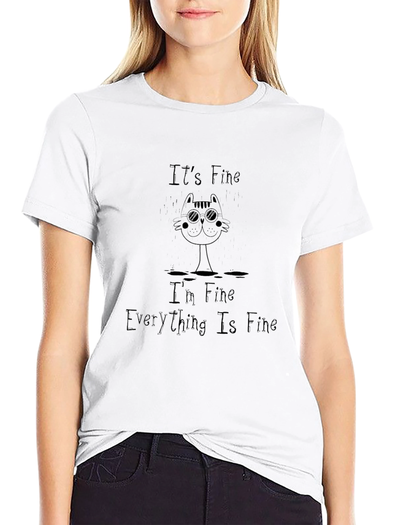 Its Fine Cat T-Shirt - Everything Is Fine Tee