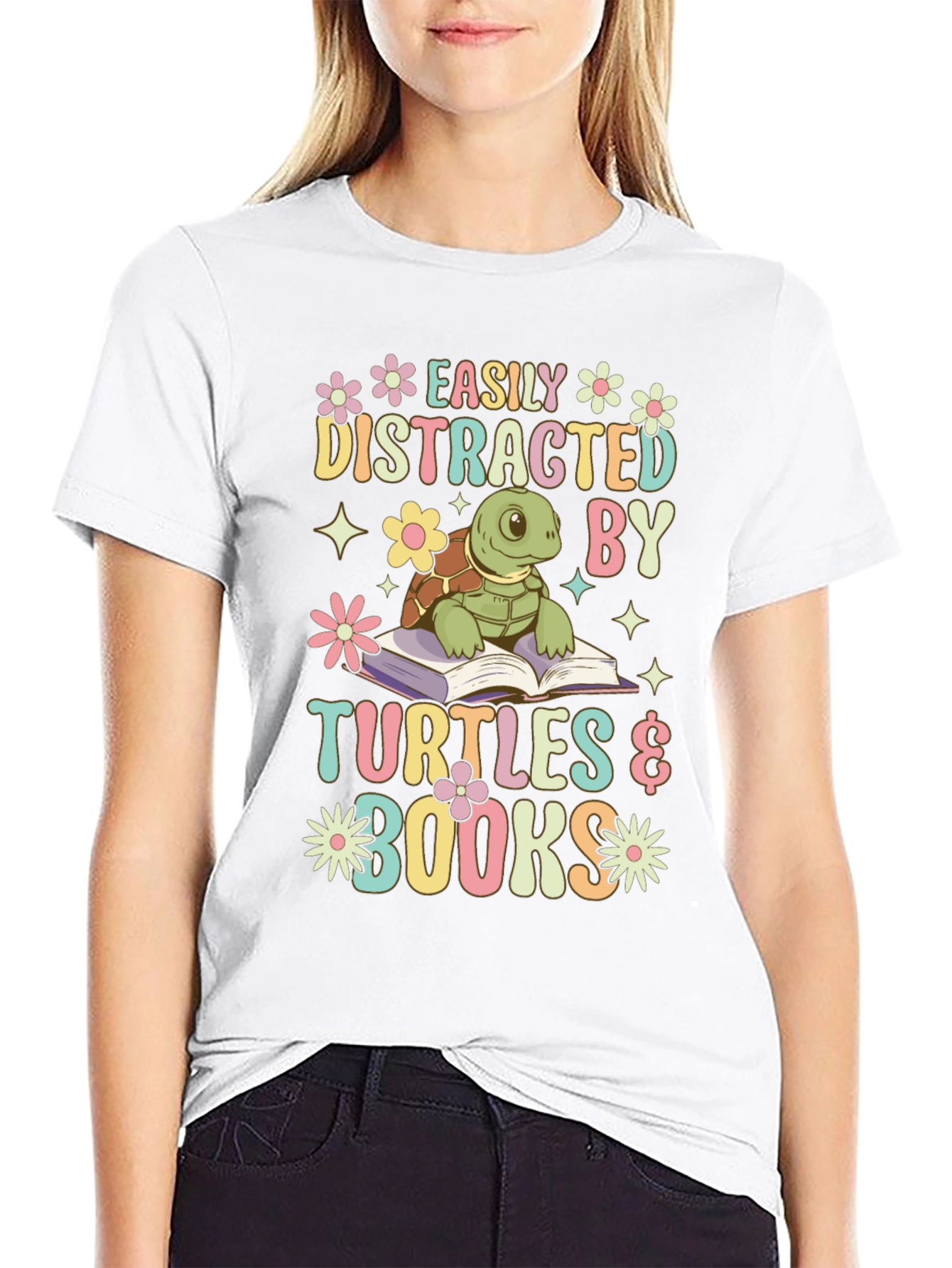 Easily Distracted by Turtles & Books T-Shirt