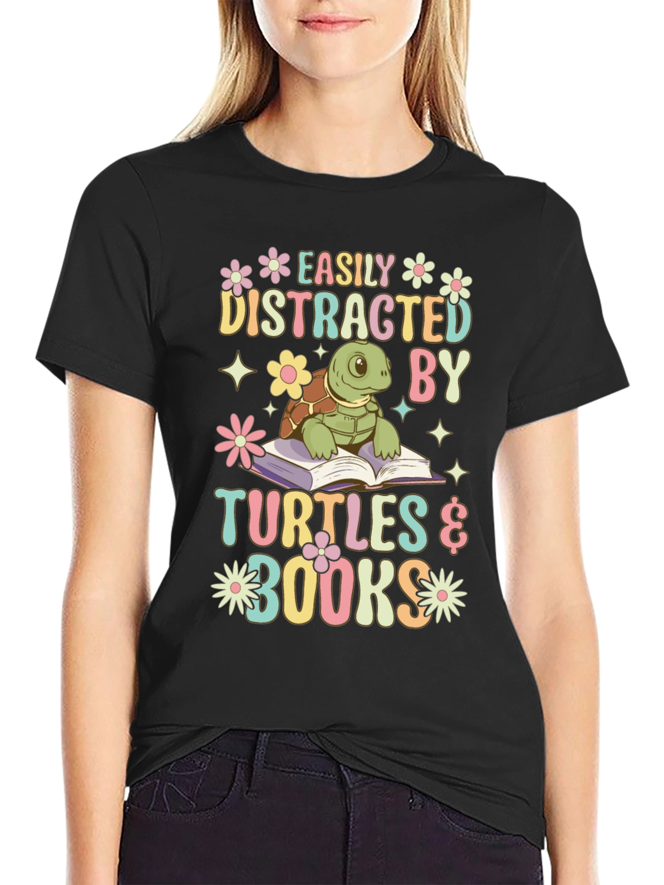 Easily Distracted by Turtles & Books T-Shirt