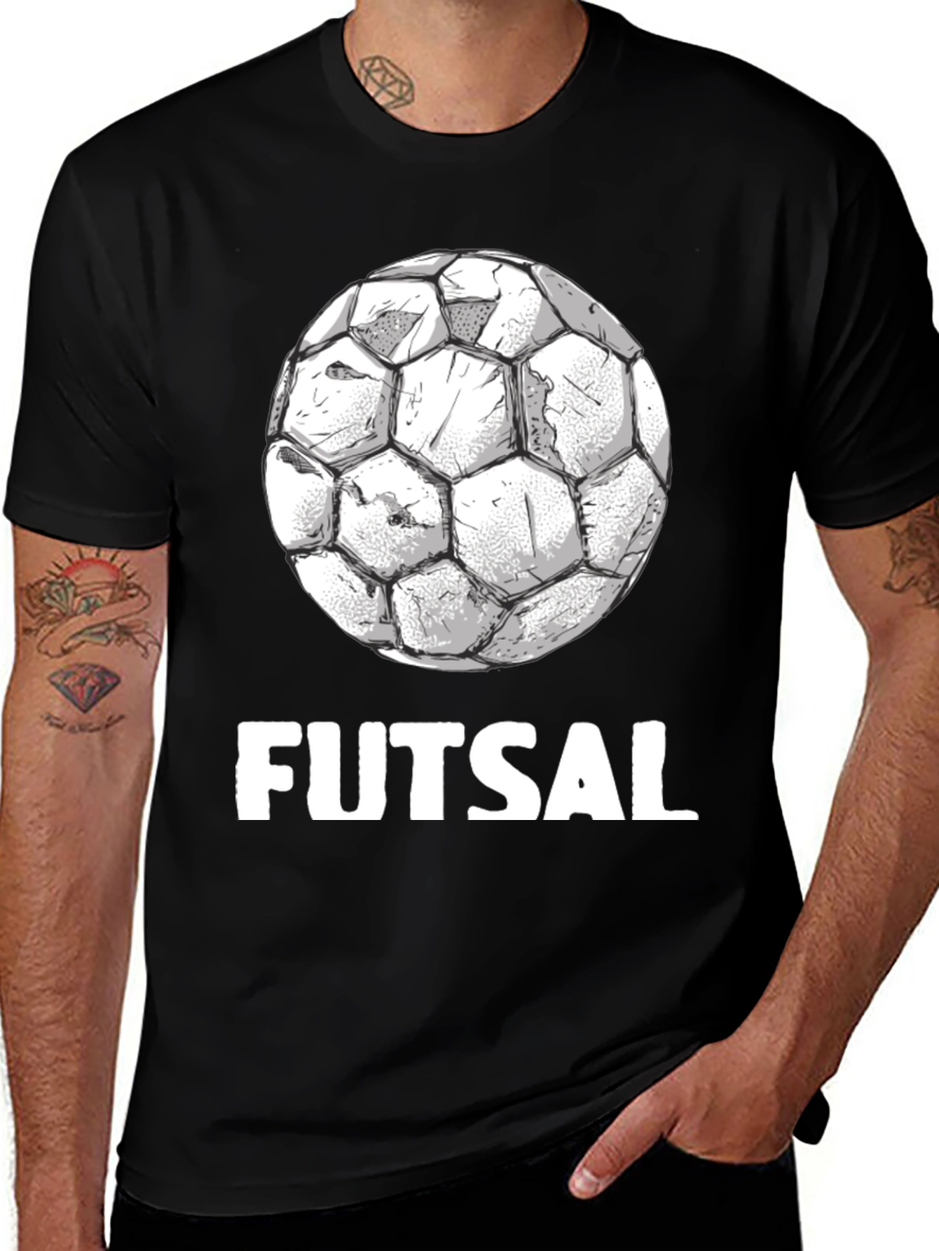 Futsal Graphic Tee - Black Cotton Soccer Shirt