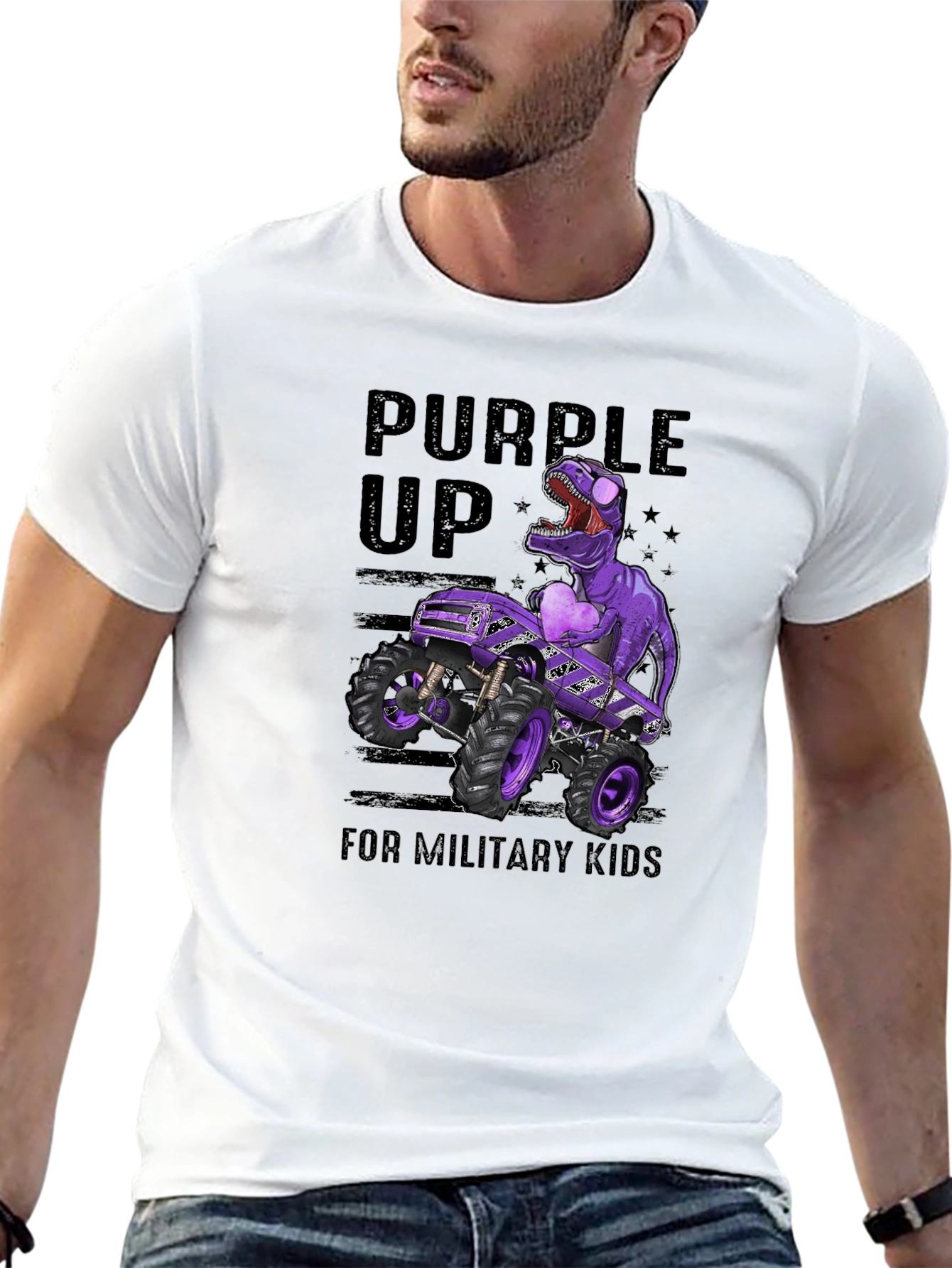 Purple Up Dinosaur Monster Truck T-Shirt
