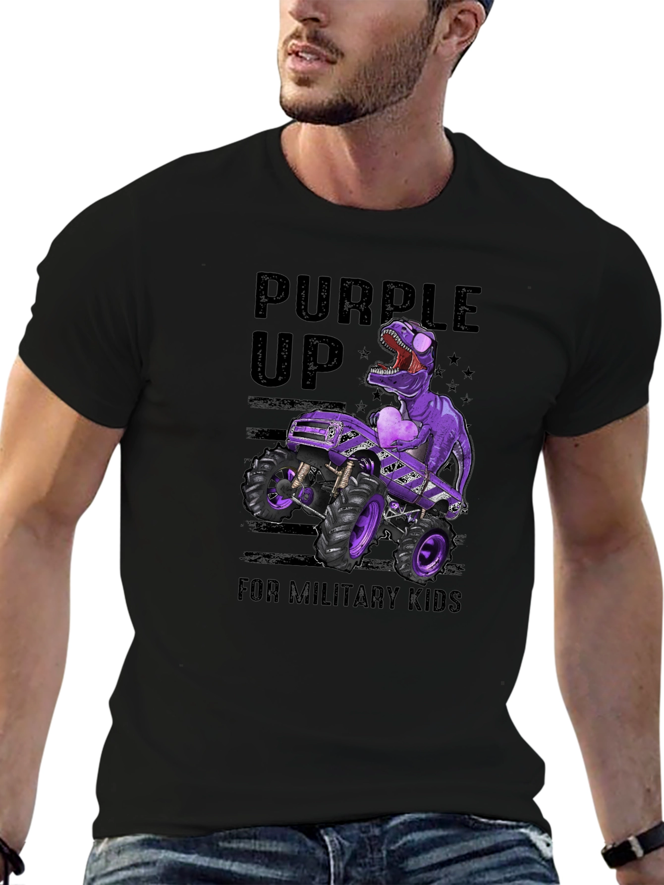 Purple Up Dinosaur Monster Truck T-Shirt