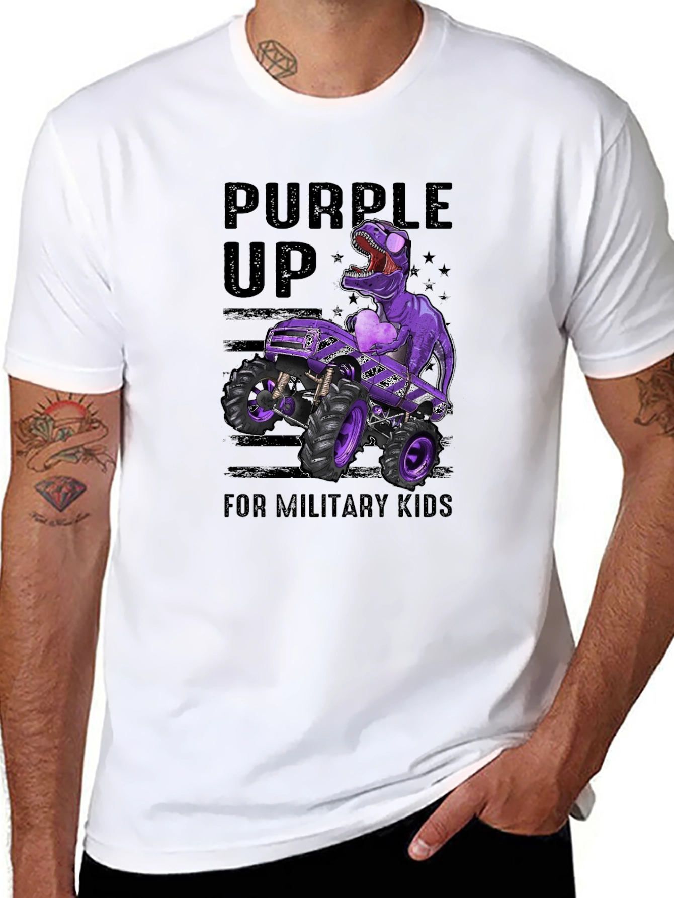 Purple Up Dinosaur Monster Truck T-Shirt