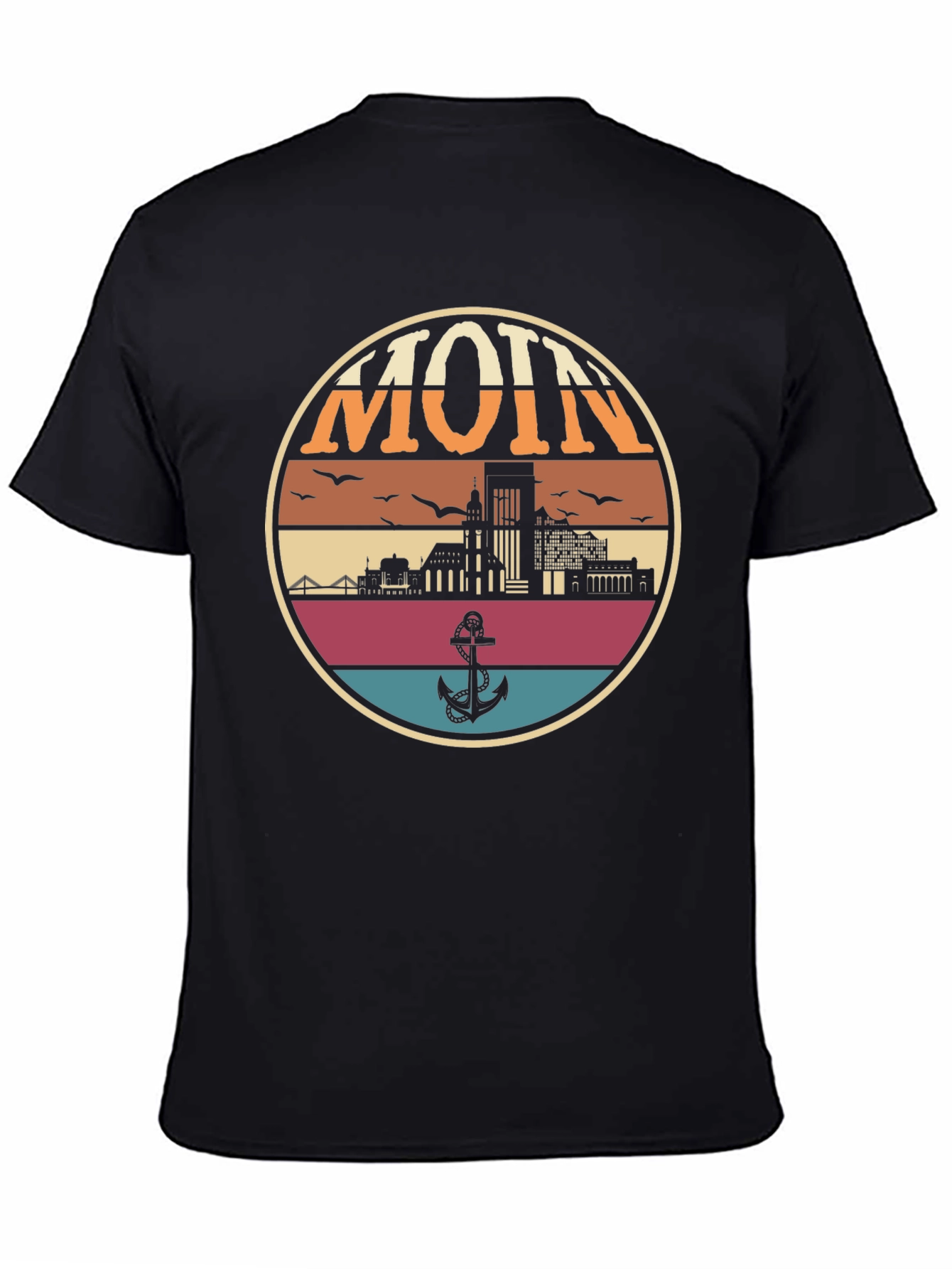 Retro Hamburg MOIN T-Shirt - Nautical Anchor Design
