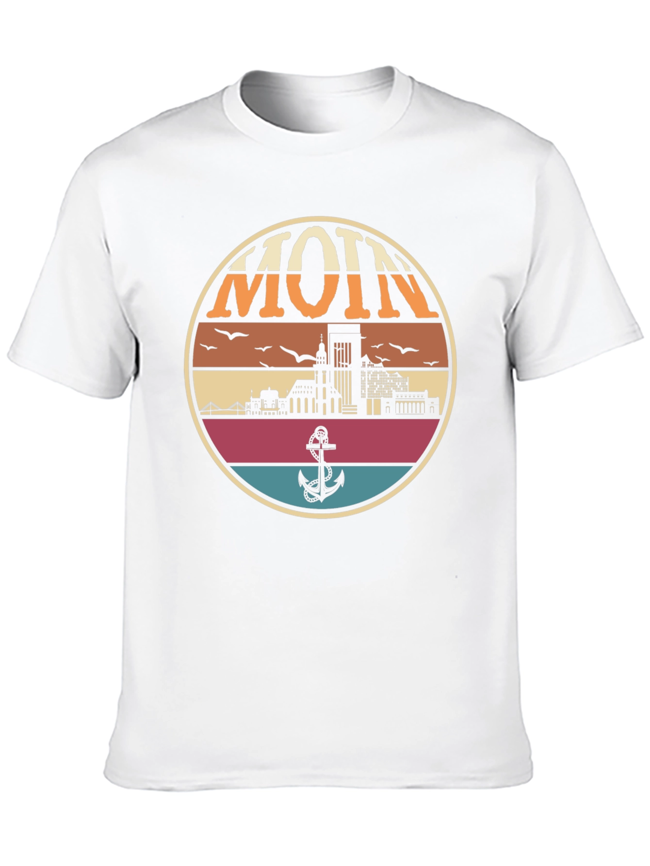Retro Hamburg MOIN T-Shirt - Nautical Anchor Design