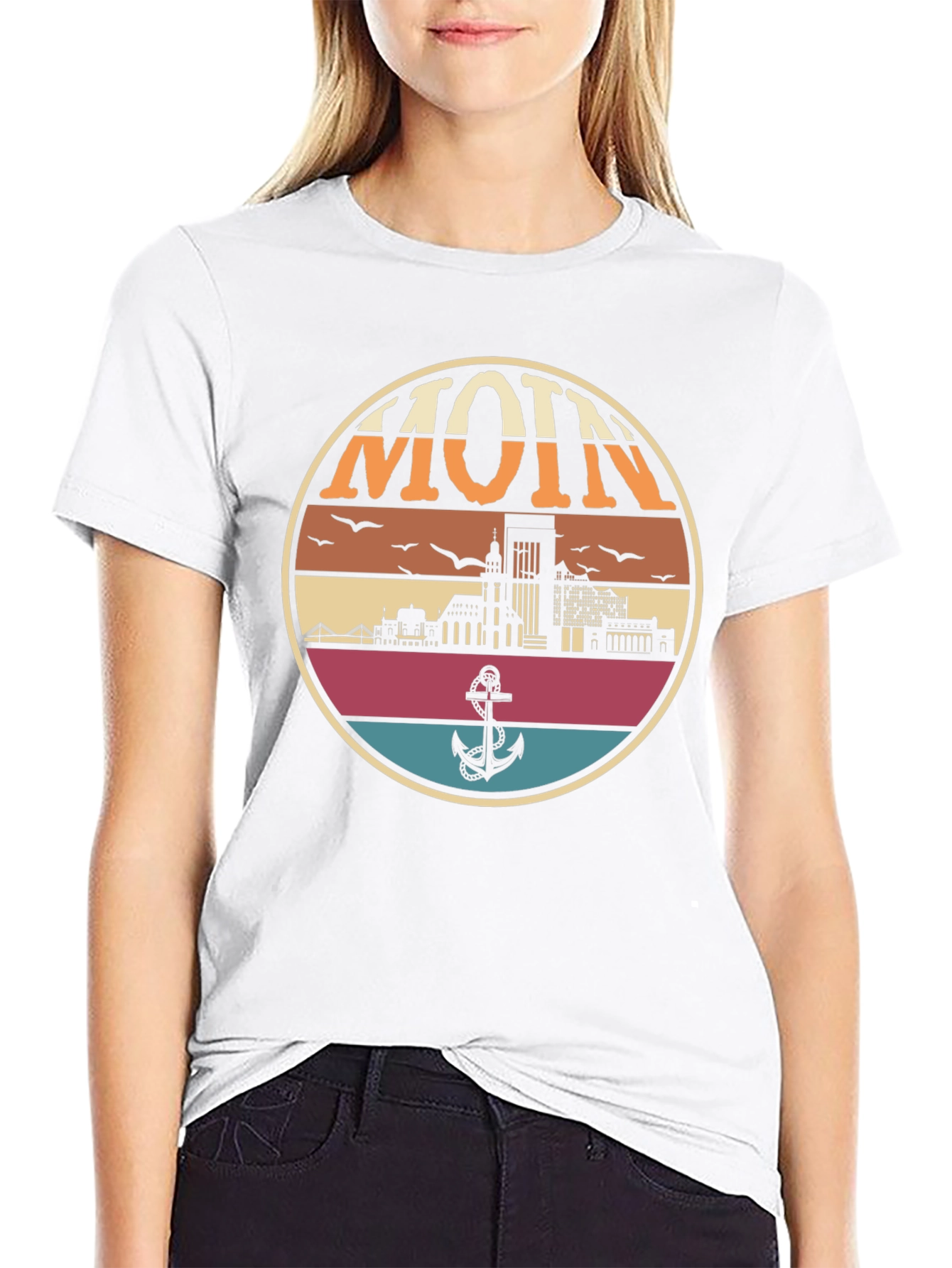Retro Hamburg MOIN T-Shirt - Nautical Anchor Design