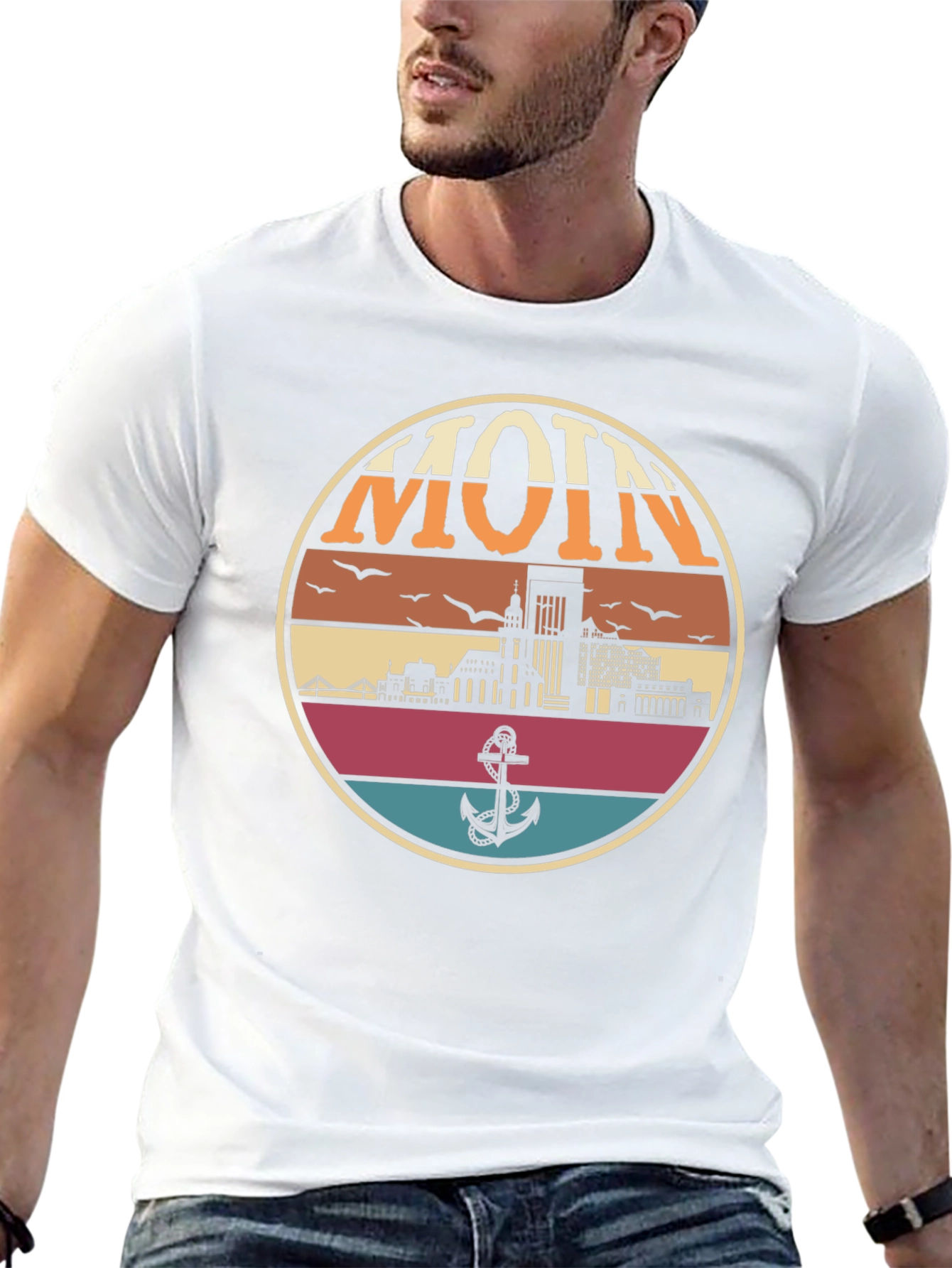 Retro Hamburg MOIN T-Shirt - Nautical Anchor Design