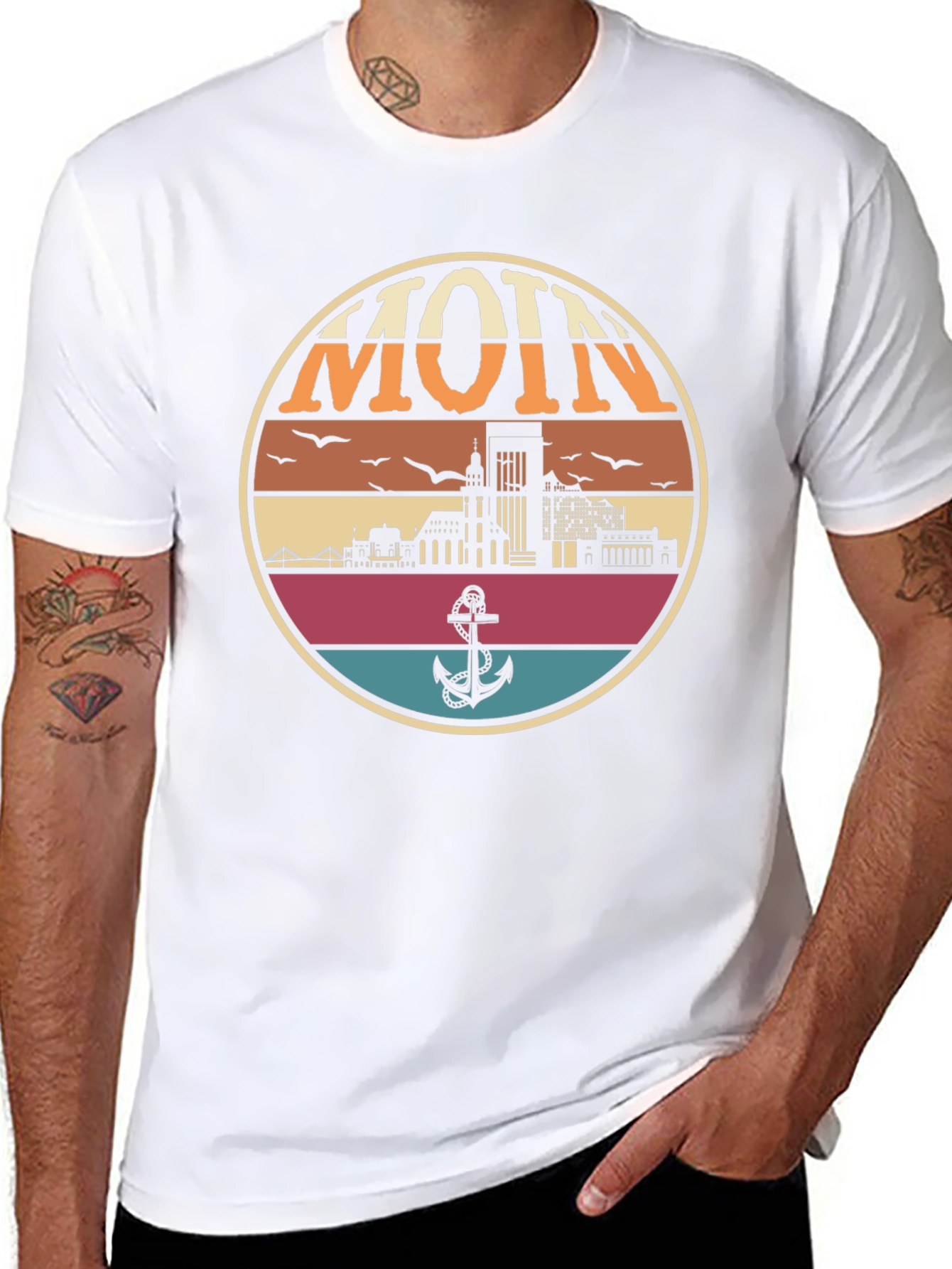 Retro Hamburg MOIN T-Shirt - Nautical Anchor Design