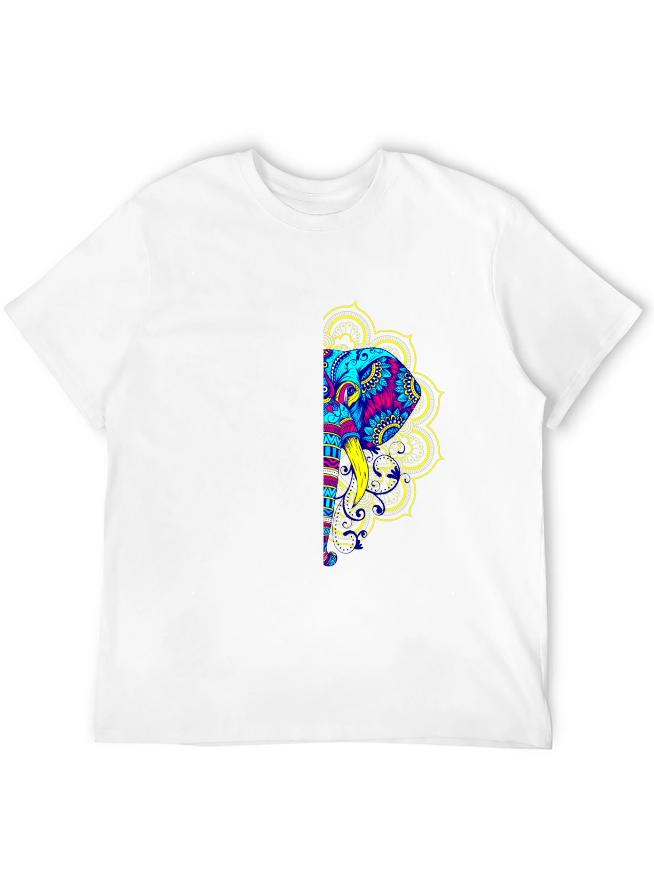 Elephant Mandala Graphic Print Black T-Shirt