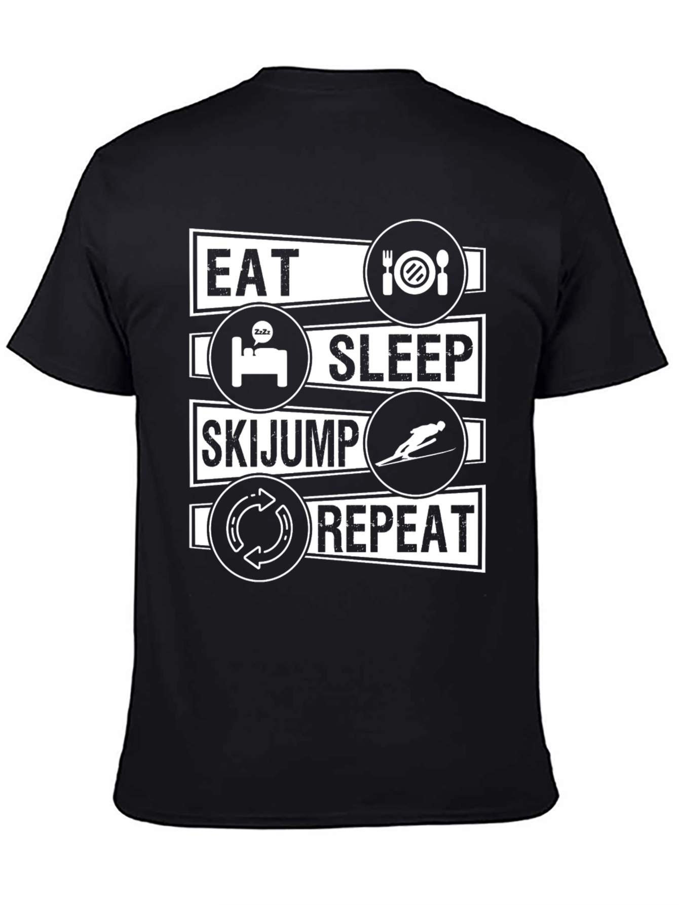 Eat Sleep Ski Jump Repeat Black T-Shirt