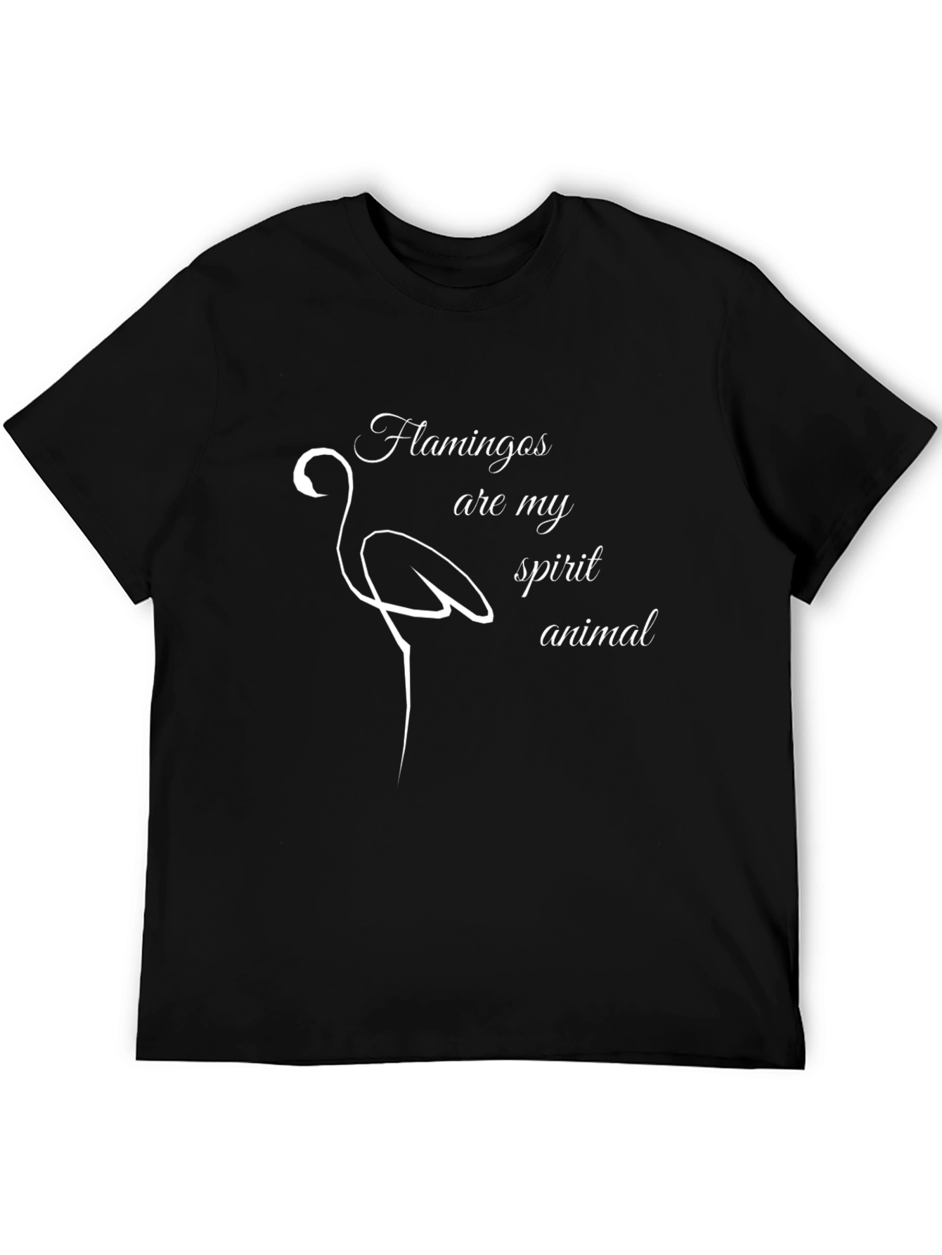 Flamingo Spirit Animal Black Cotton T-Shirt