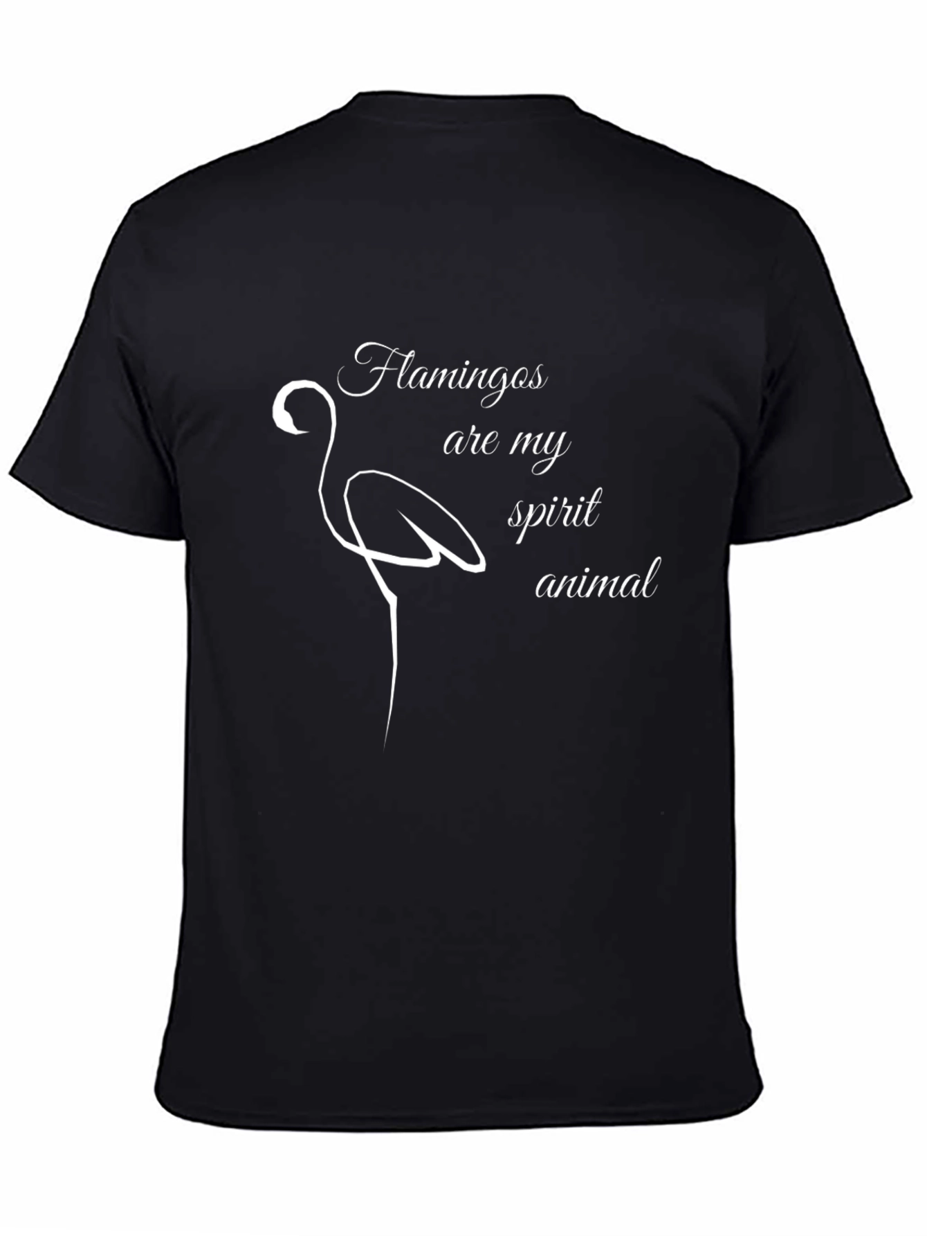 Flamingo Spirit Animal Black Cotton T-Shirt