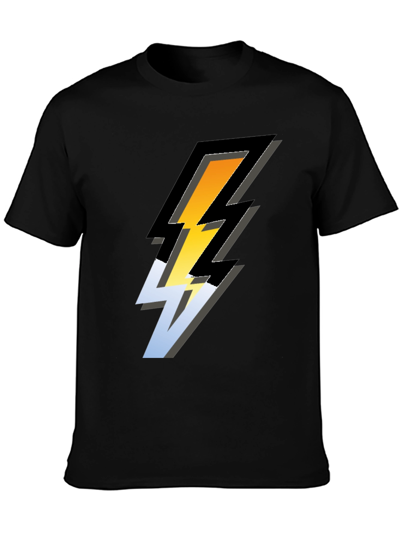 Bold Lightning Bolt Graphic Tee - Black