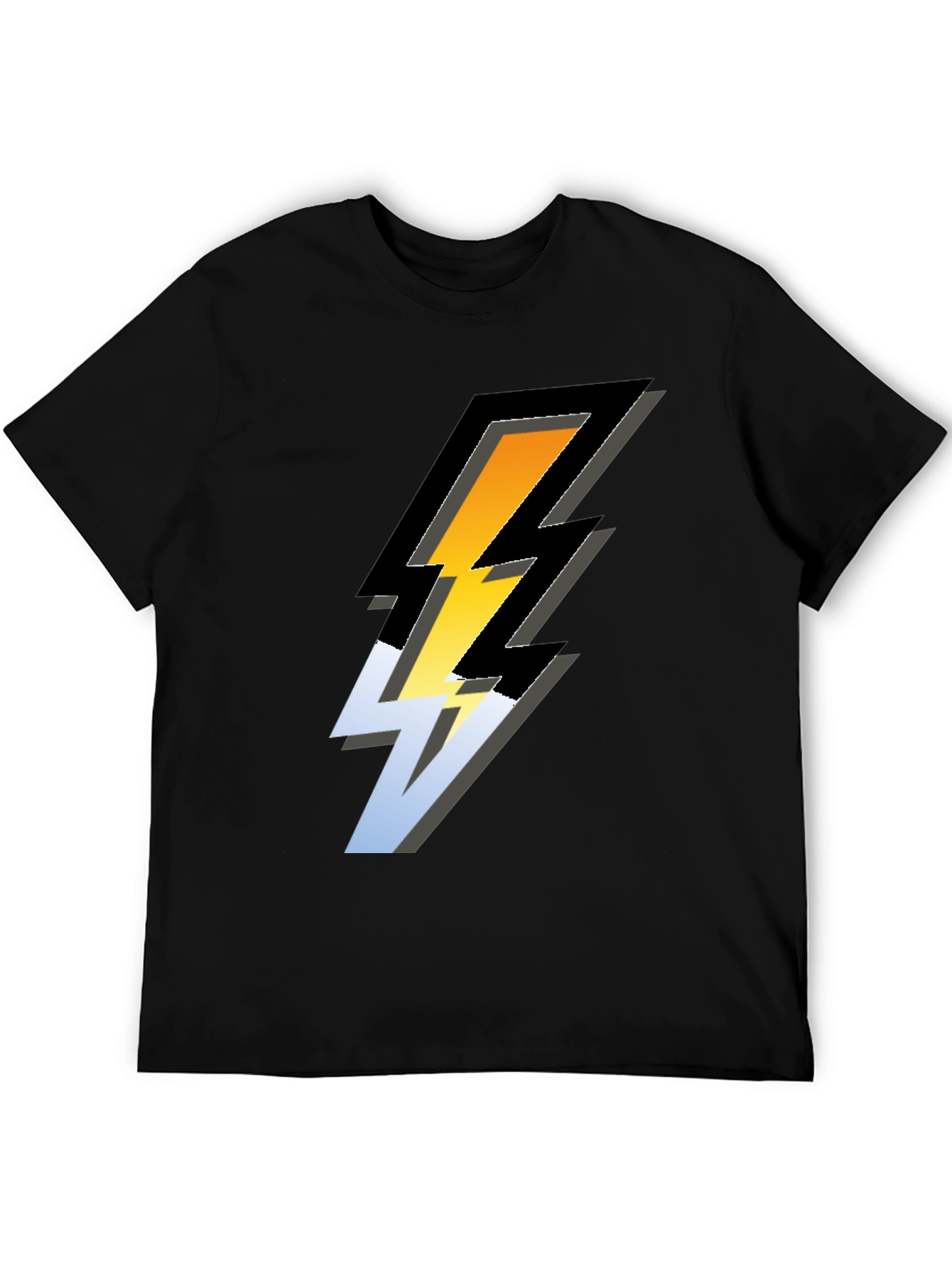 Bold Lightning Bolt Graphic Tee - Black
