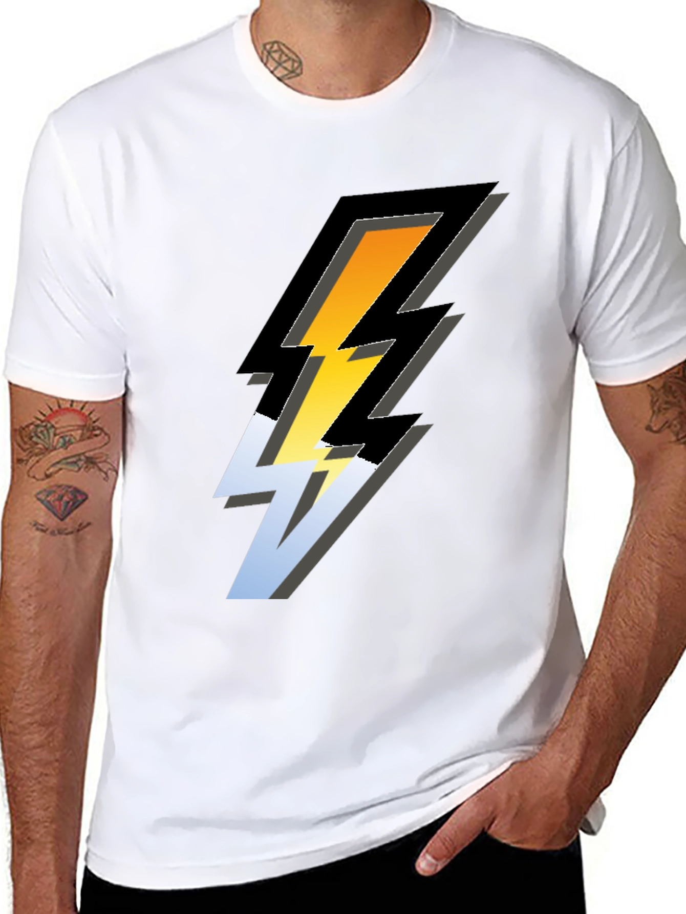 Bold Lightning Bolt Graphic Tee - Black
