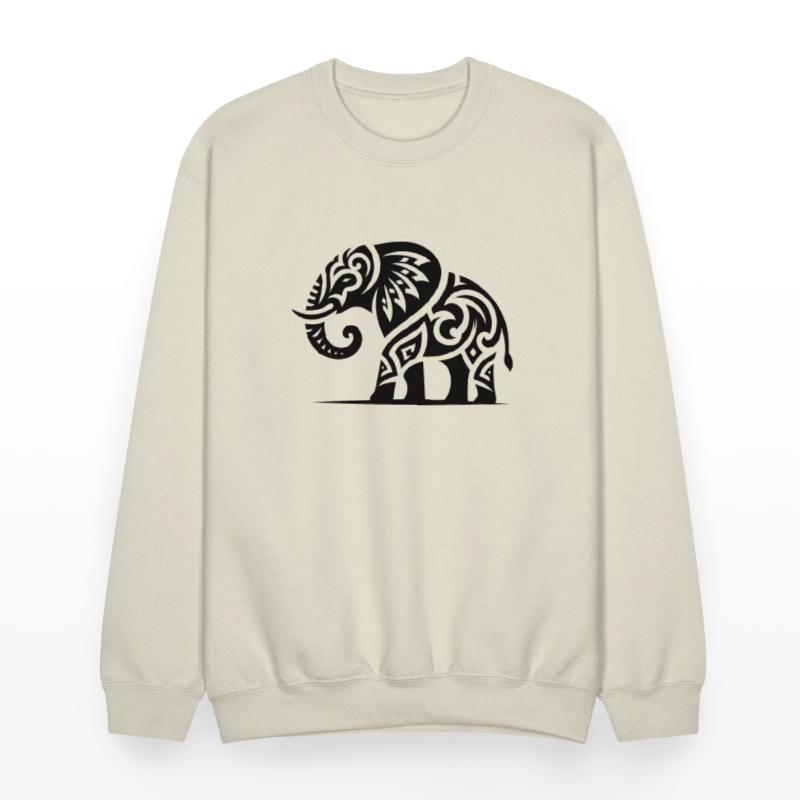 Elephant Art Tattoo With Large Tusks