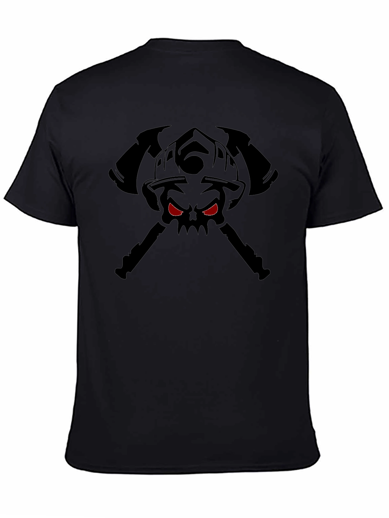 Firefighter Skull Axe Graphic T-Shirt - Black