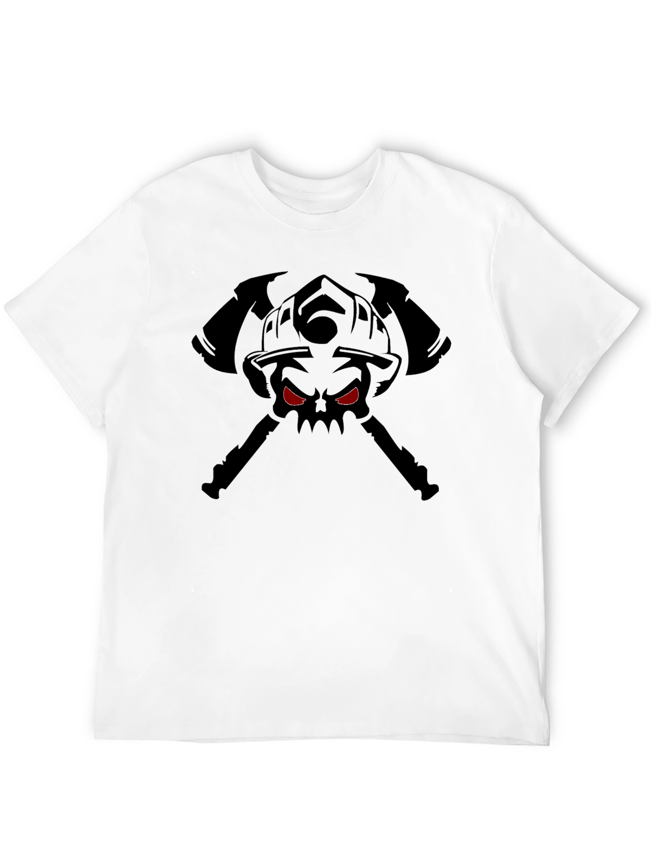 Firefighter Skull Axe Graphic T-Shirt - Black