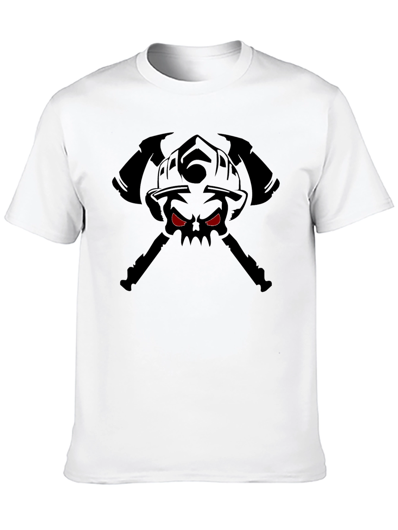 Firefighter Skull Axe Graphic T-Shirt - Black