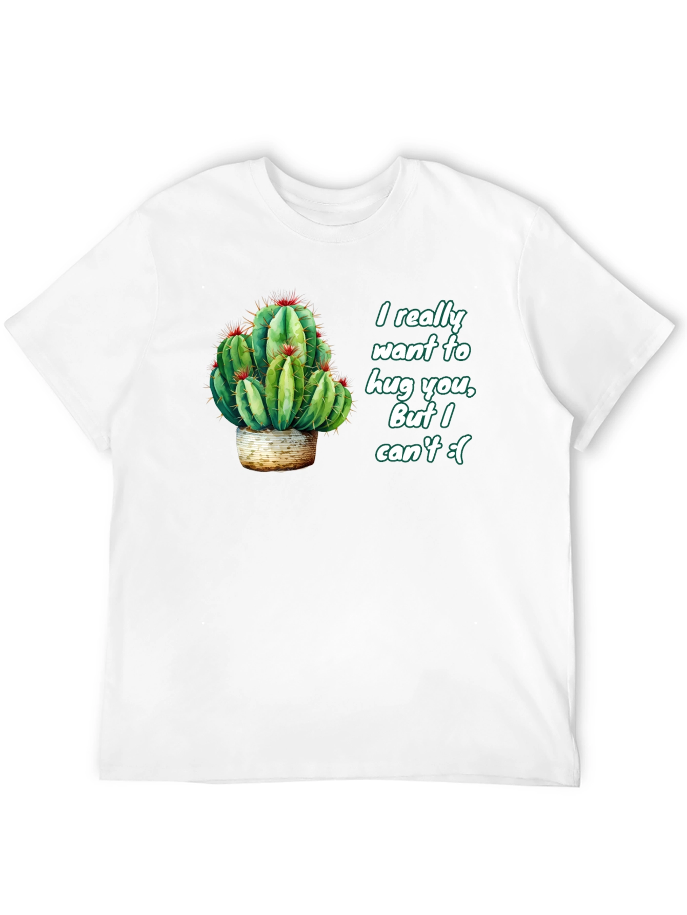 Cactus Hug Mens Black T-Shirt - Funny Graphic Tee